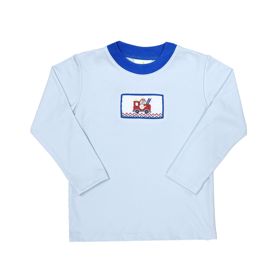 Zuccini Harry Tee, Firetruck on Light Blue