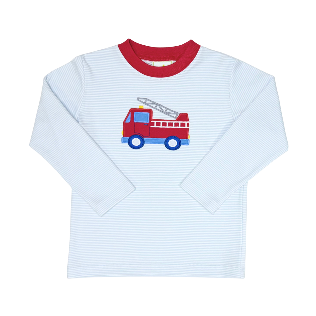 Zuccini Harry Tee, Firetruck on Light Blue Bitty