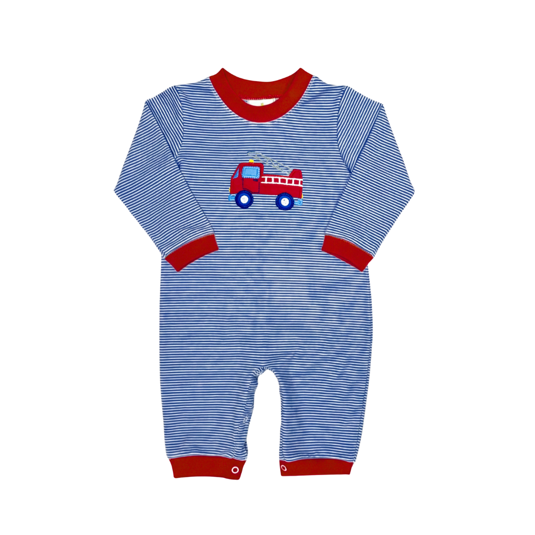 Zuccini Luke Bubble, Firetruck on Royal Blue Bitty
