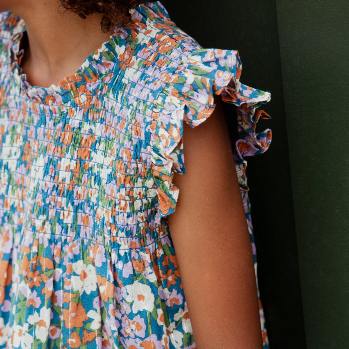 Pink Chicken Stevie Dress, True Blue Sketched Floral