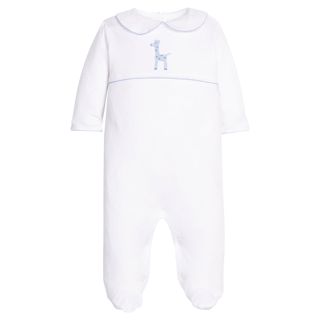 Little English Crochet Footie, Blue Giraffe