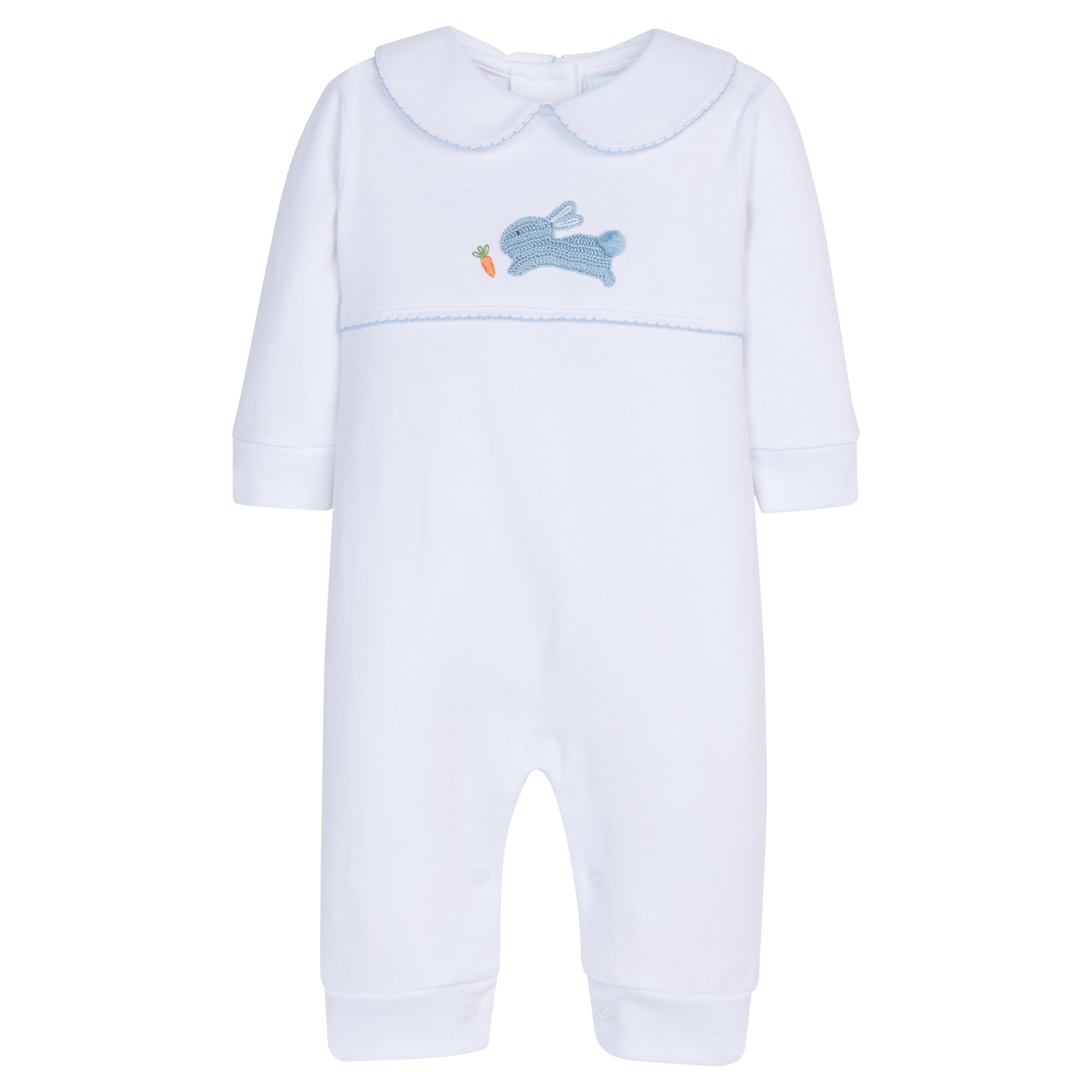 Little English Crochet Playsuit, Blue Bunny