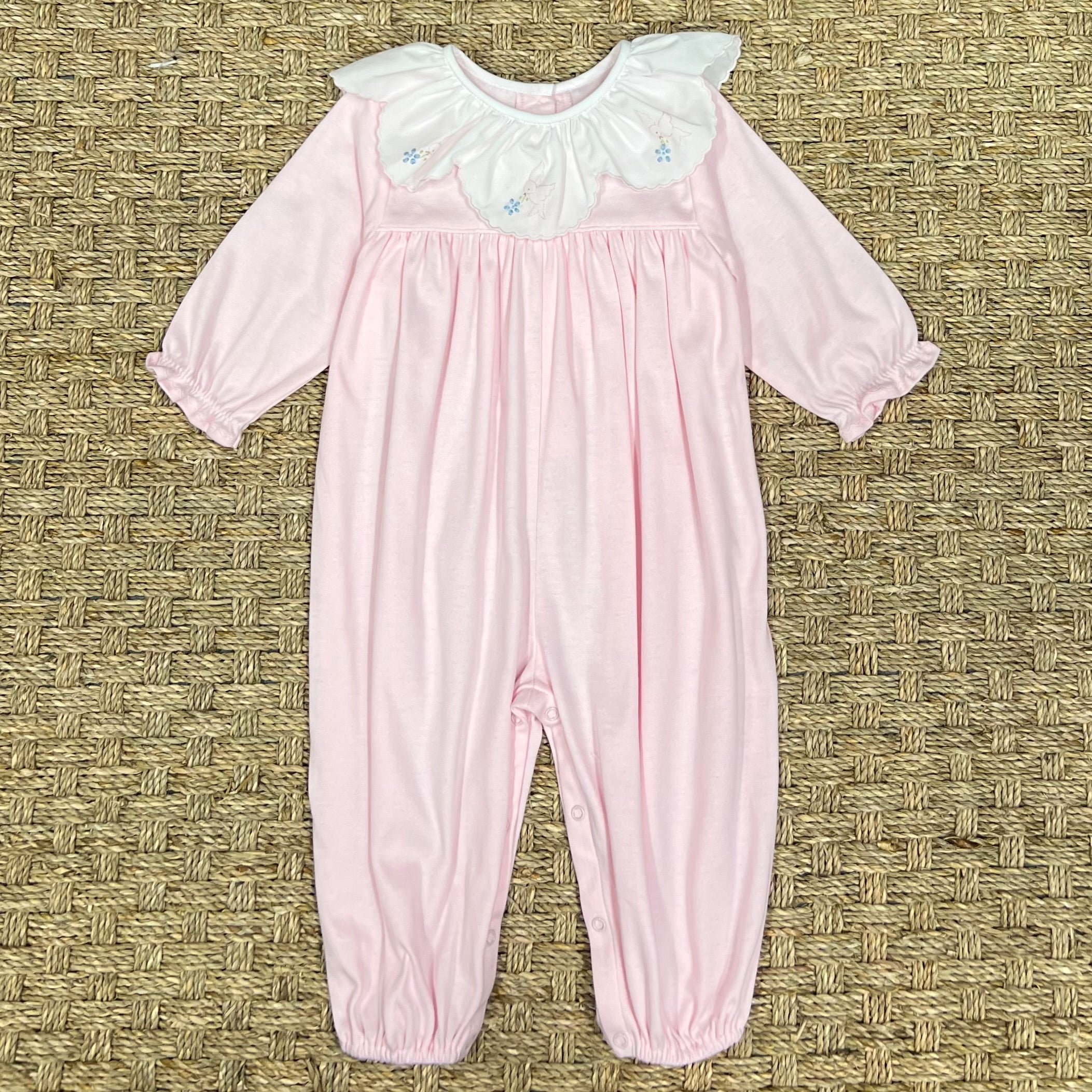 Auraluz Pink Knit Longall with Bird Embroidery