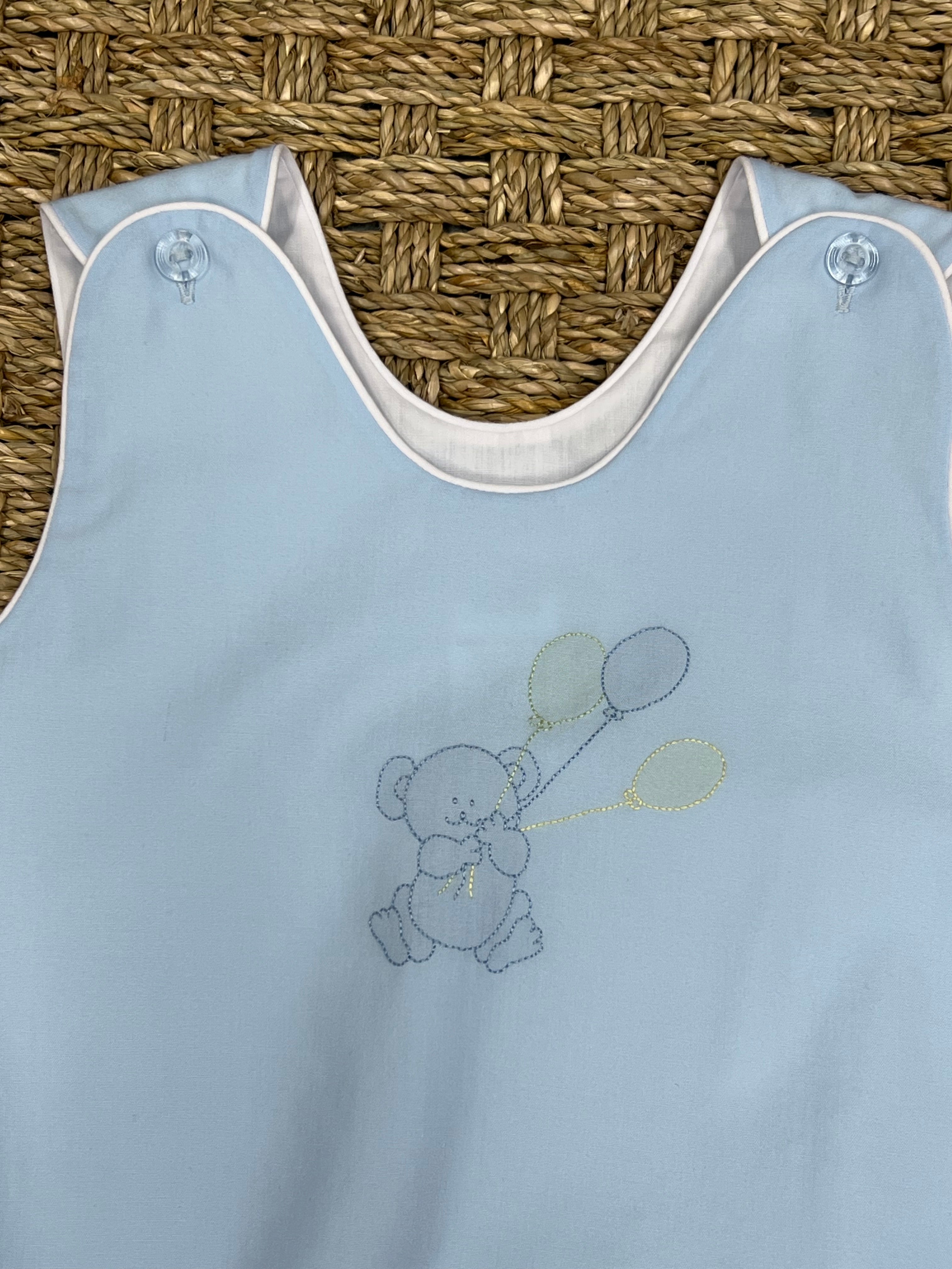 Auraluz Blue Sleeveless Bubble with Teddy Balloon Embroidery