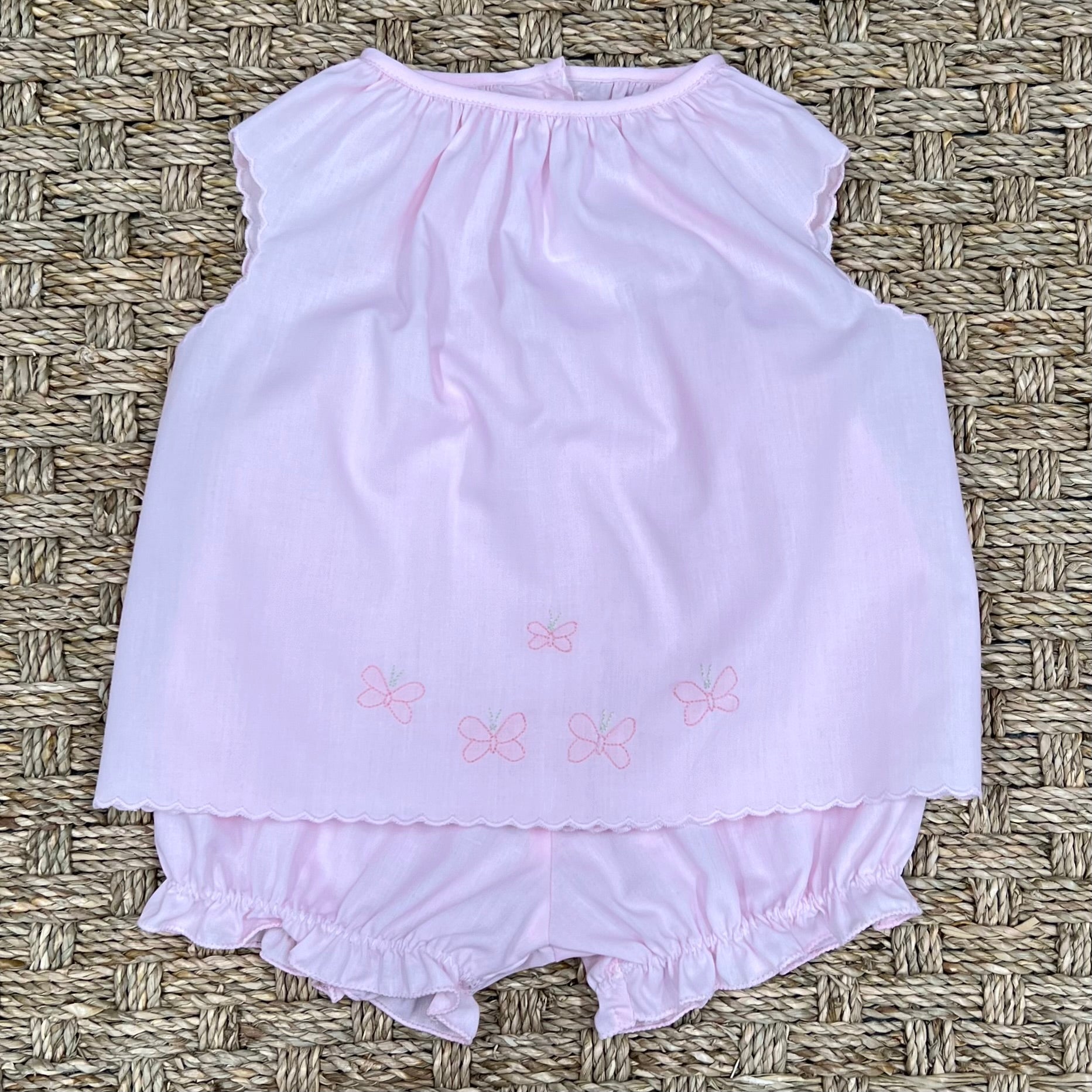 Auraluz Pink Diaper Set with Pink Butterfly Embroidery