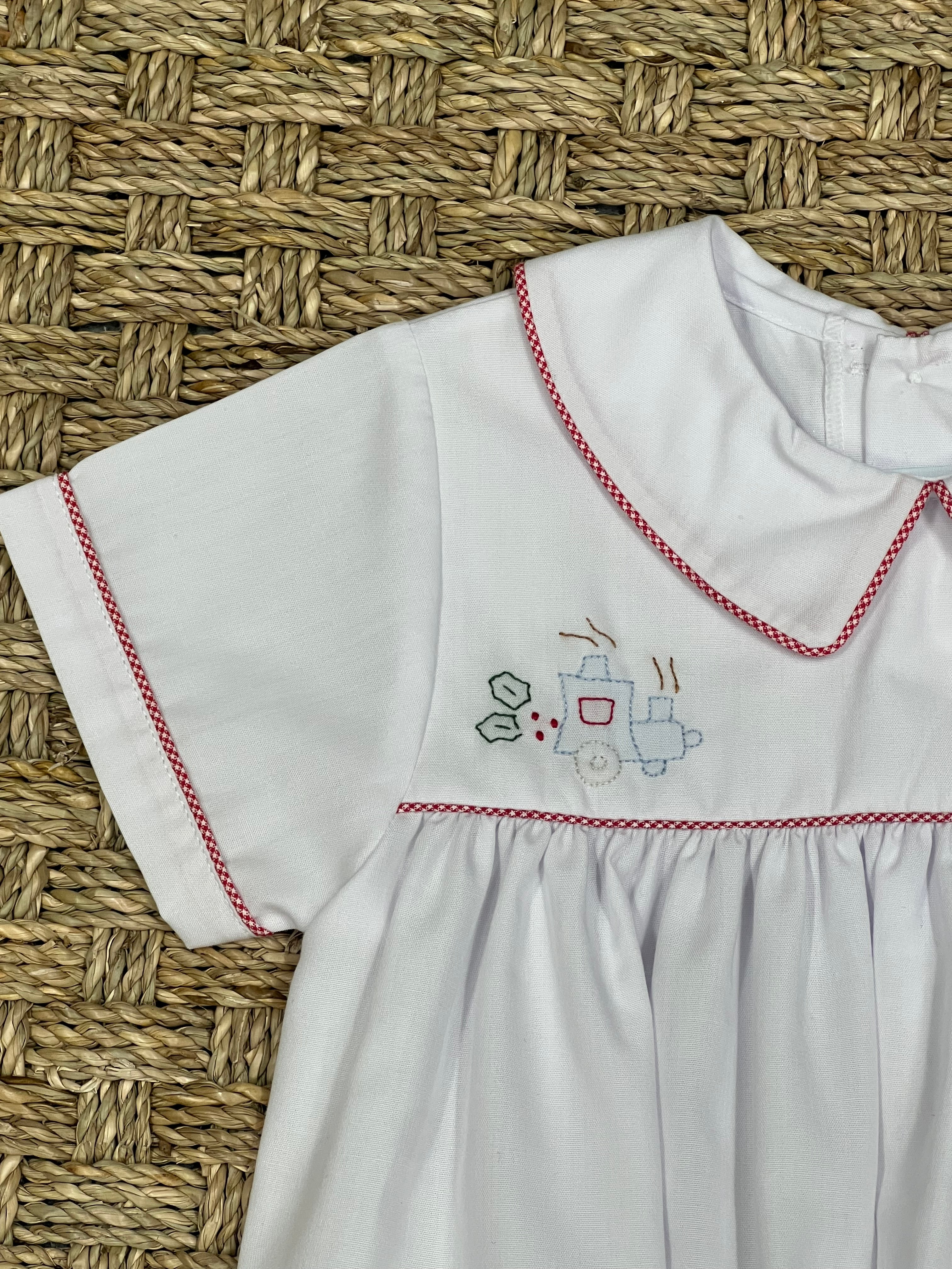 Auraluz Bubble with Red Check Christmas Train Embroidery