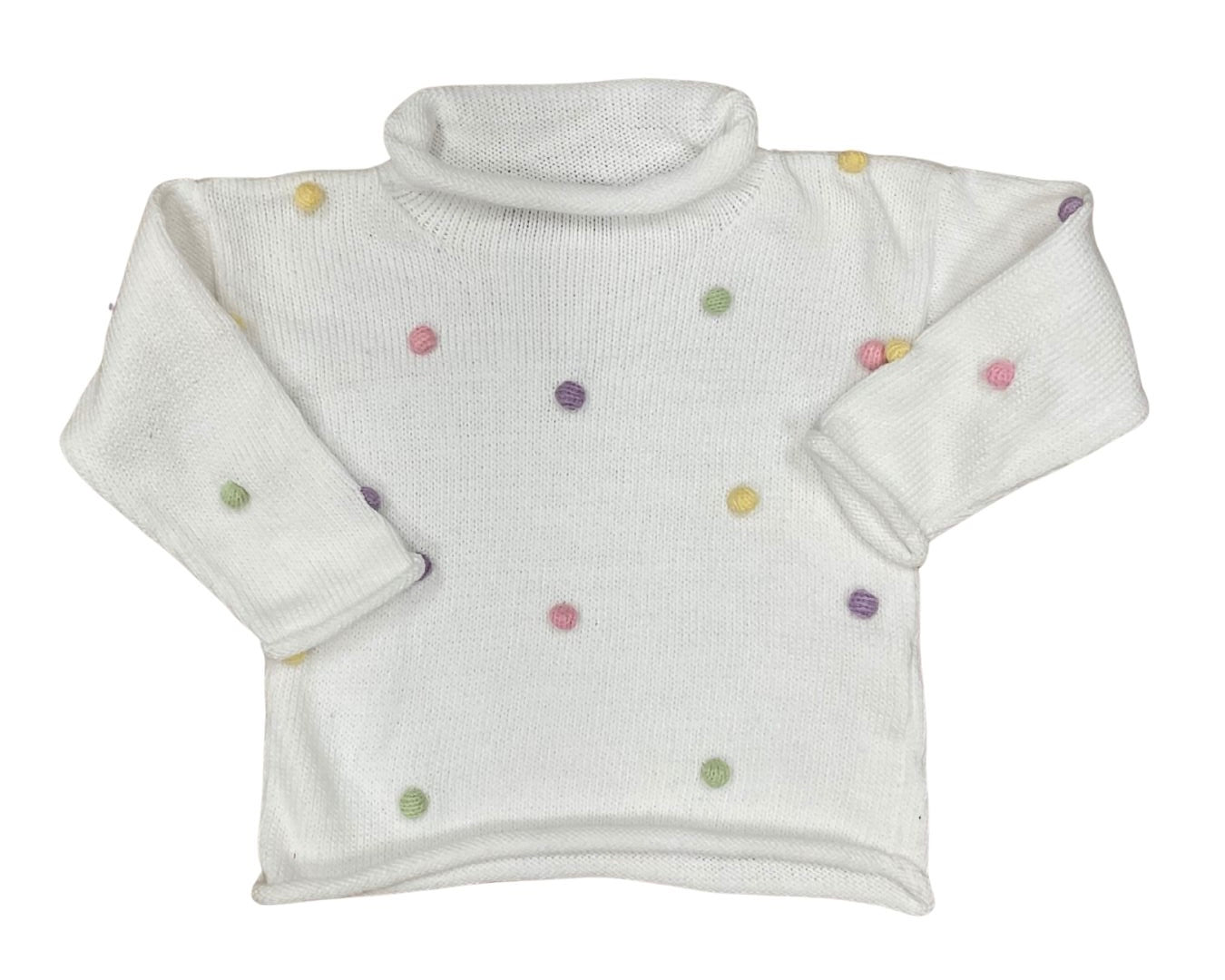 Luigi Rollneck, All-Over Pastel Pom Poms on White