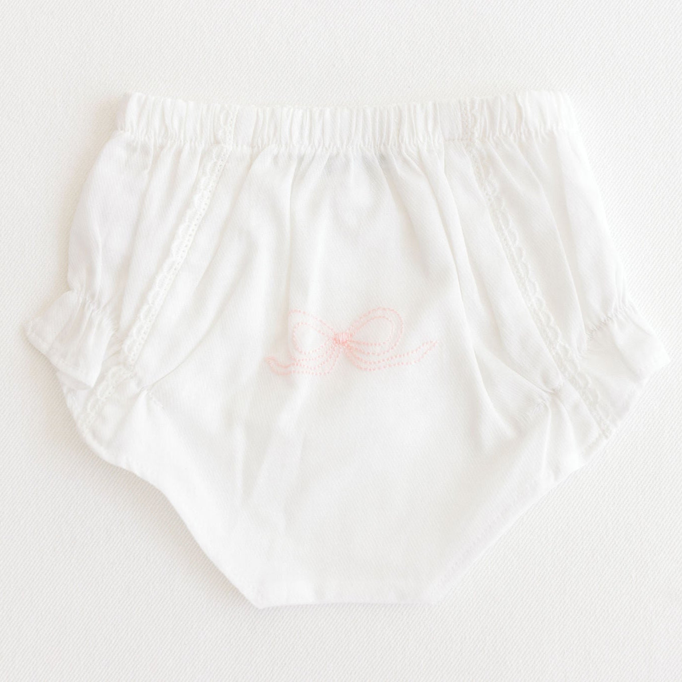 Terry Tots Diaper Cover White, Pink Embroidered Bow