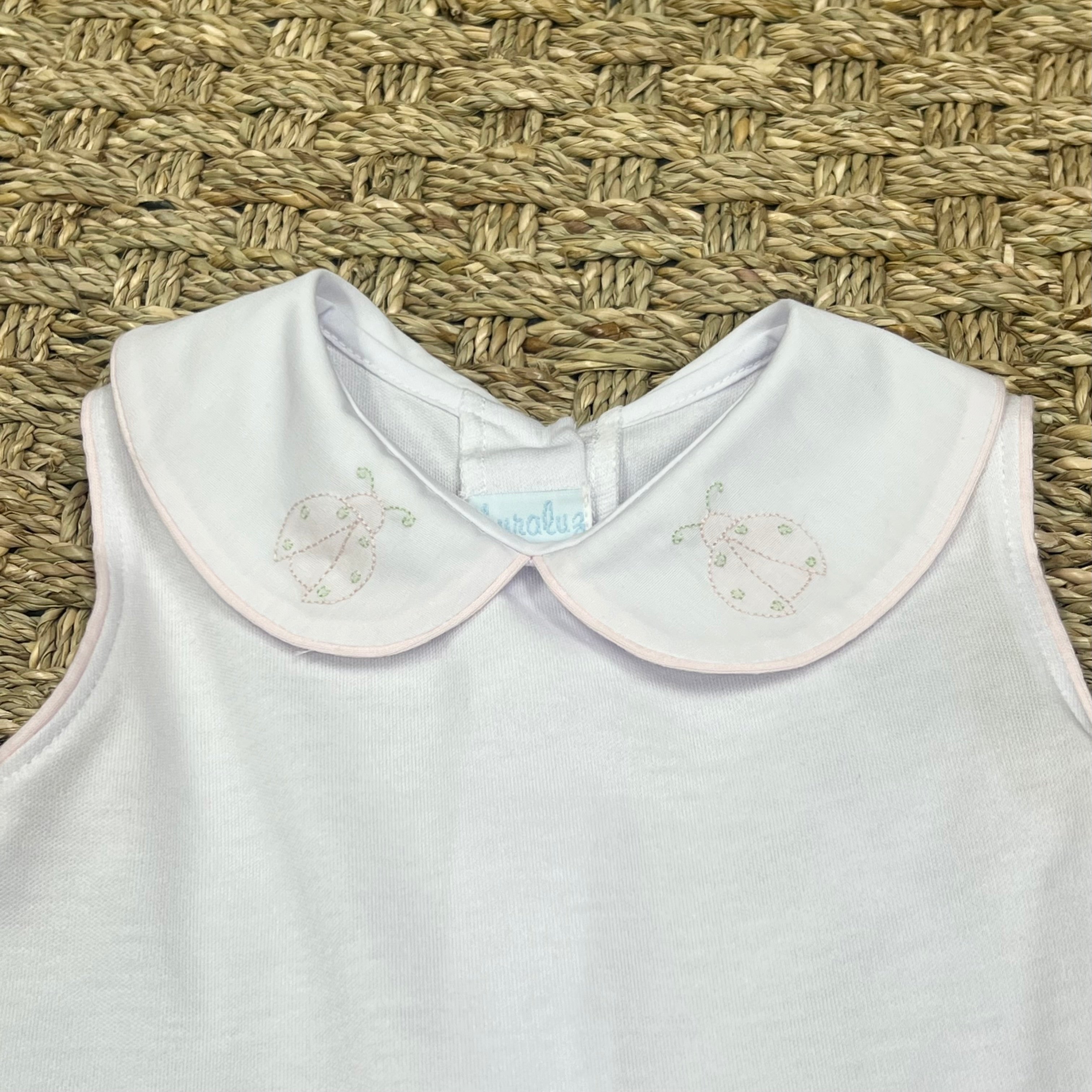 Auraluz Knit Two Piece Set, Pink & White with Ladybugs