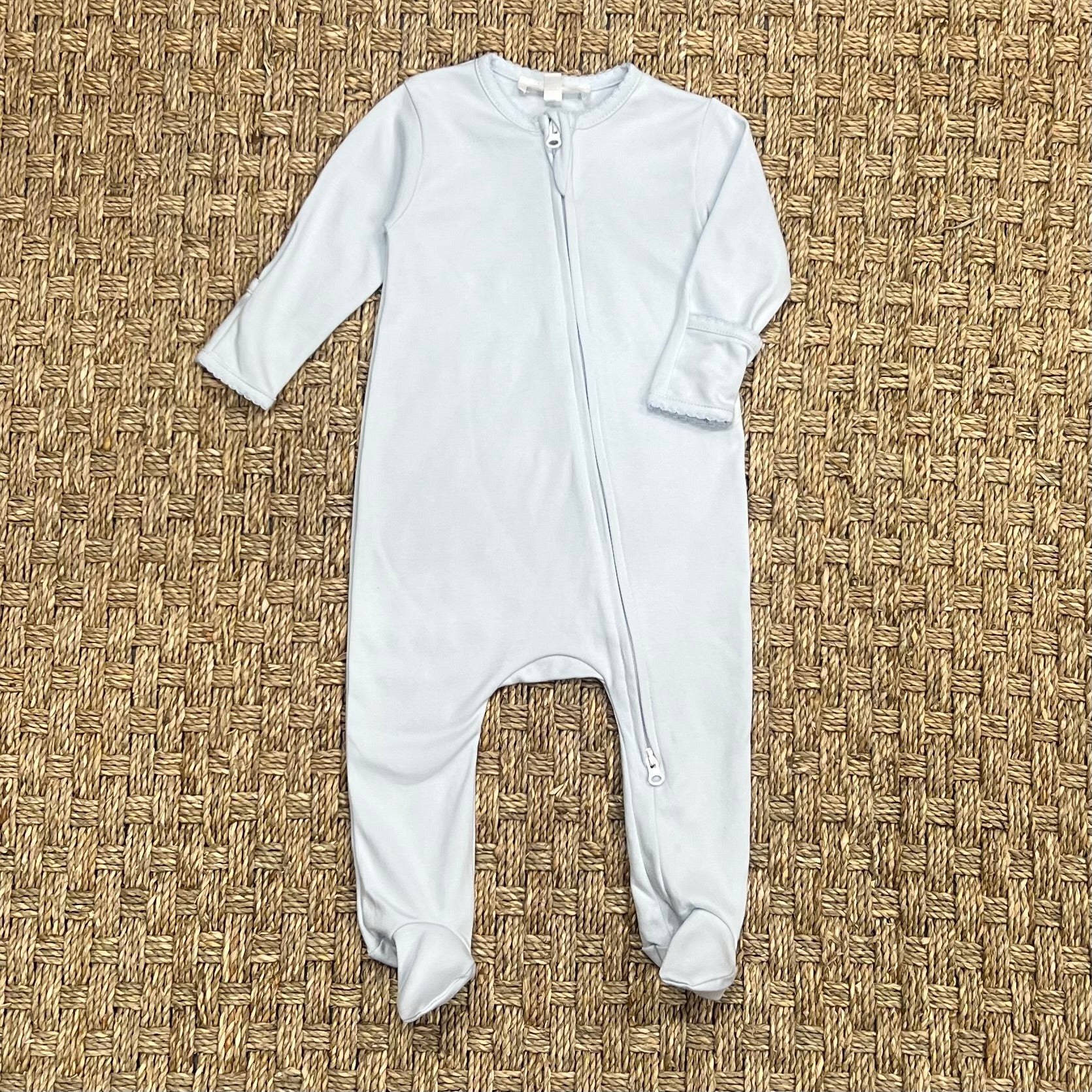 Magnolia Pink & Blue Zipper Footie, Blue