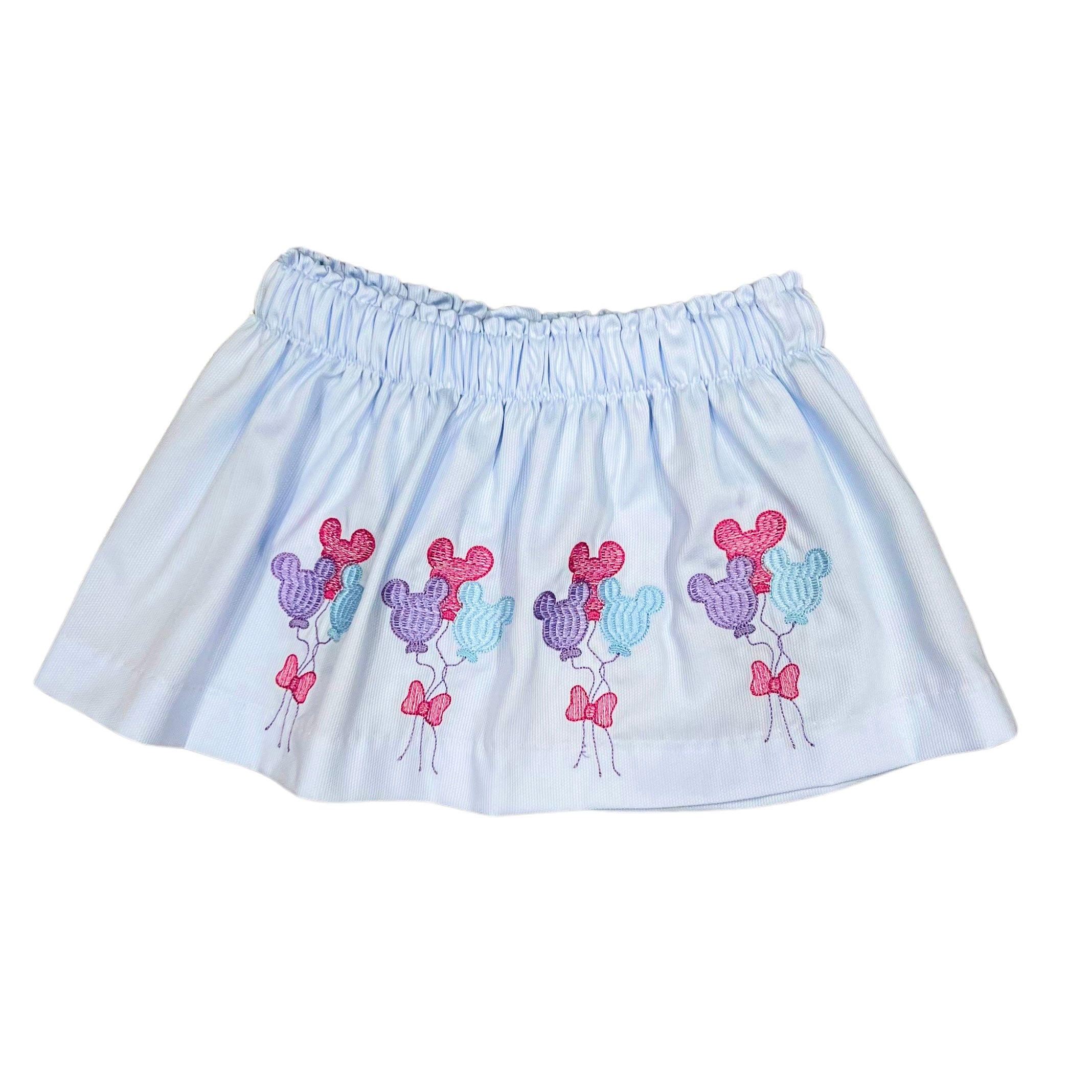 Lulu Bebe Light Blue Pastel Balloon Embroidered Skirt