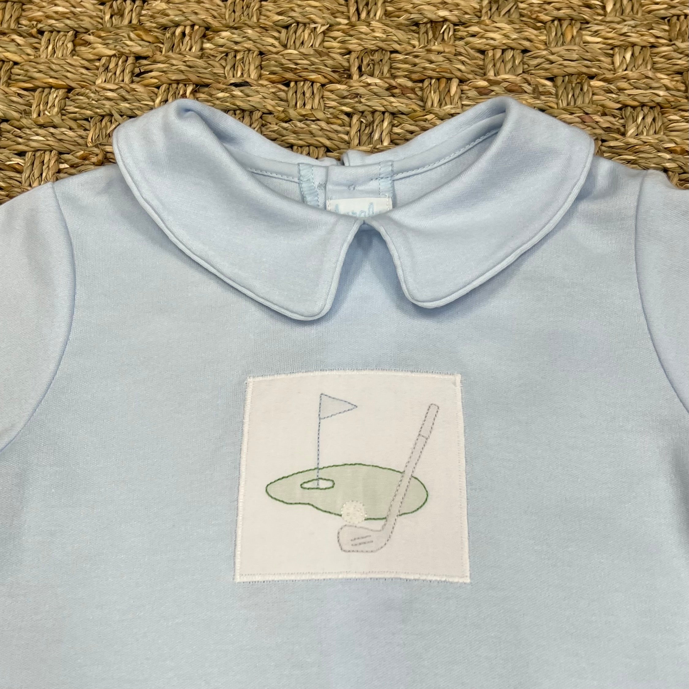 Auraluz Blue Knit Set with Golf Green Embroidery