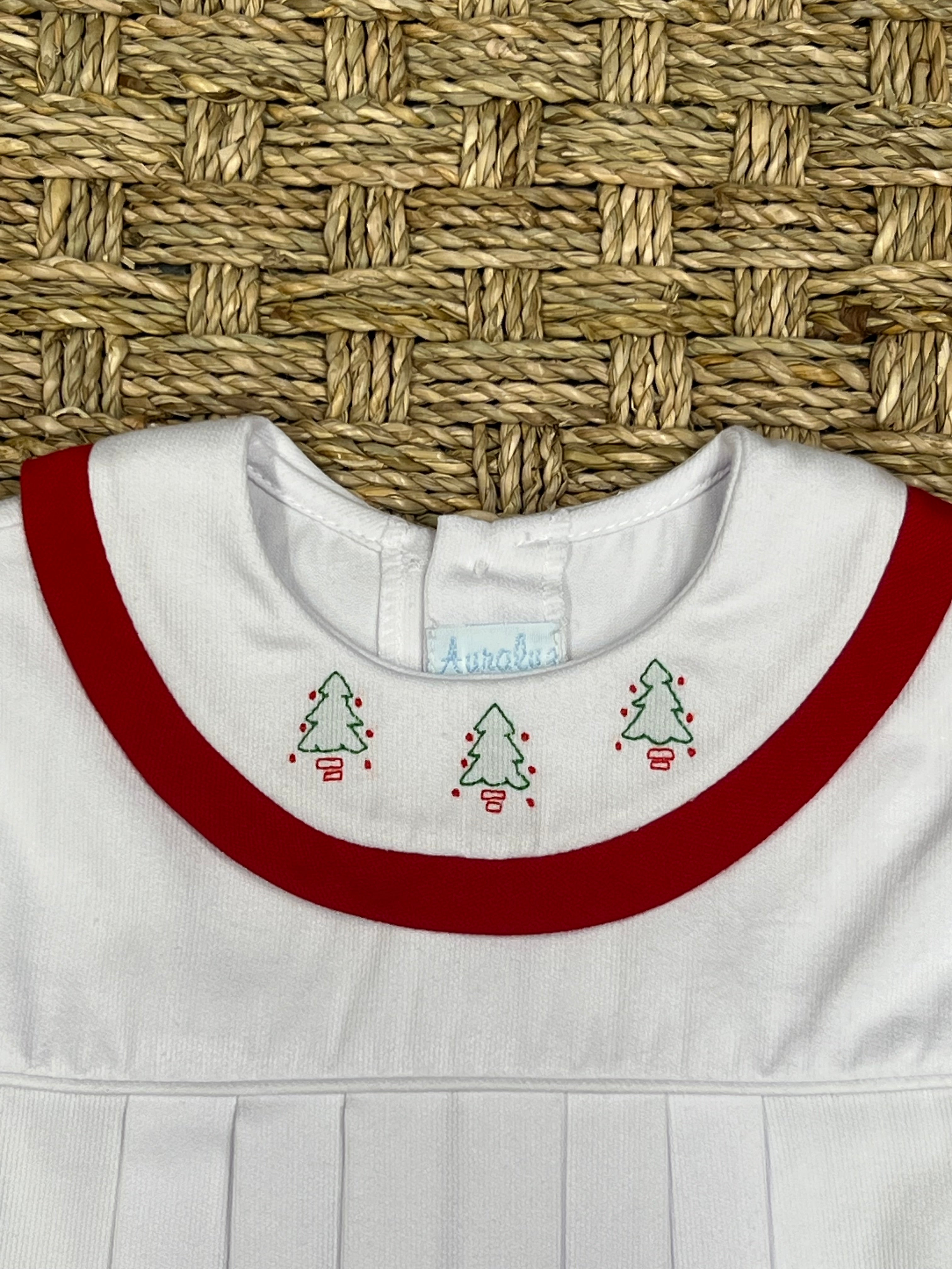 Auraluz Pique Bubble with Red Tree Embroidery