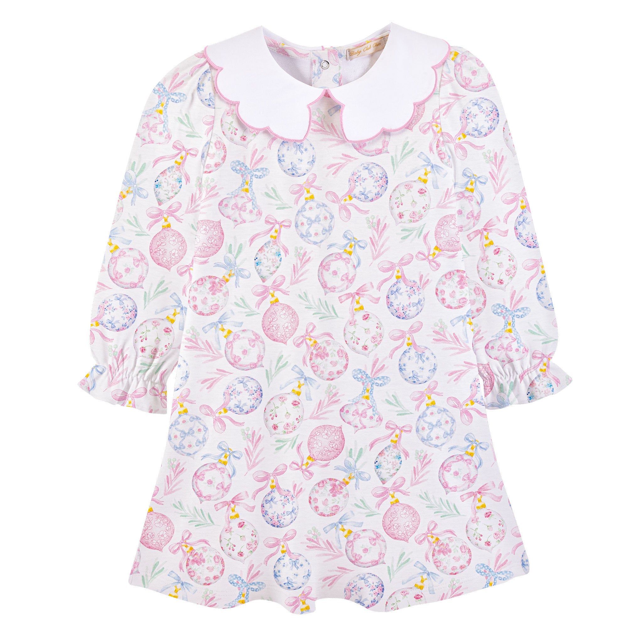 Baby Club Chic Little Christmas Charms Printed Collared Dress