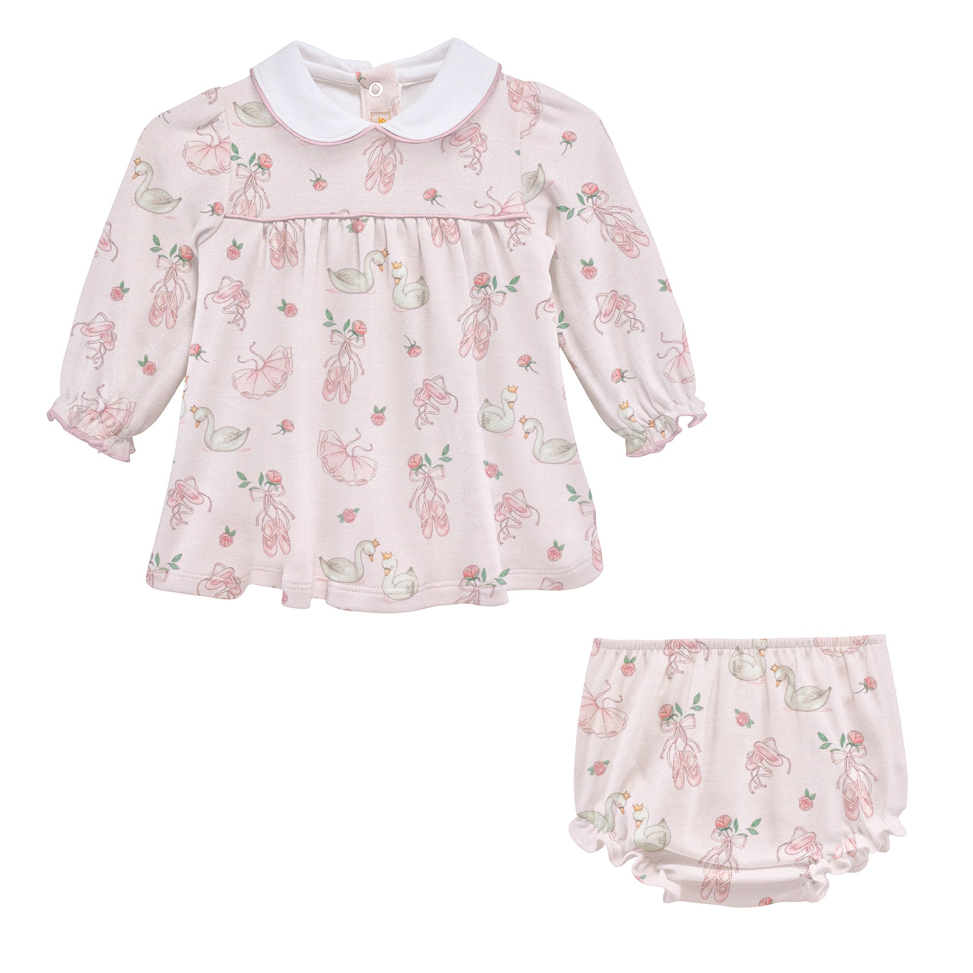 Baby Club Chic Twinkle Toes Printed Dress with Round Collar