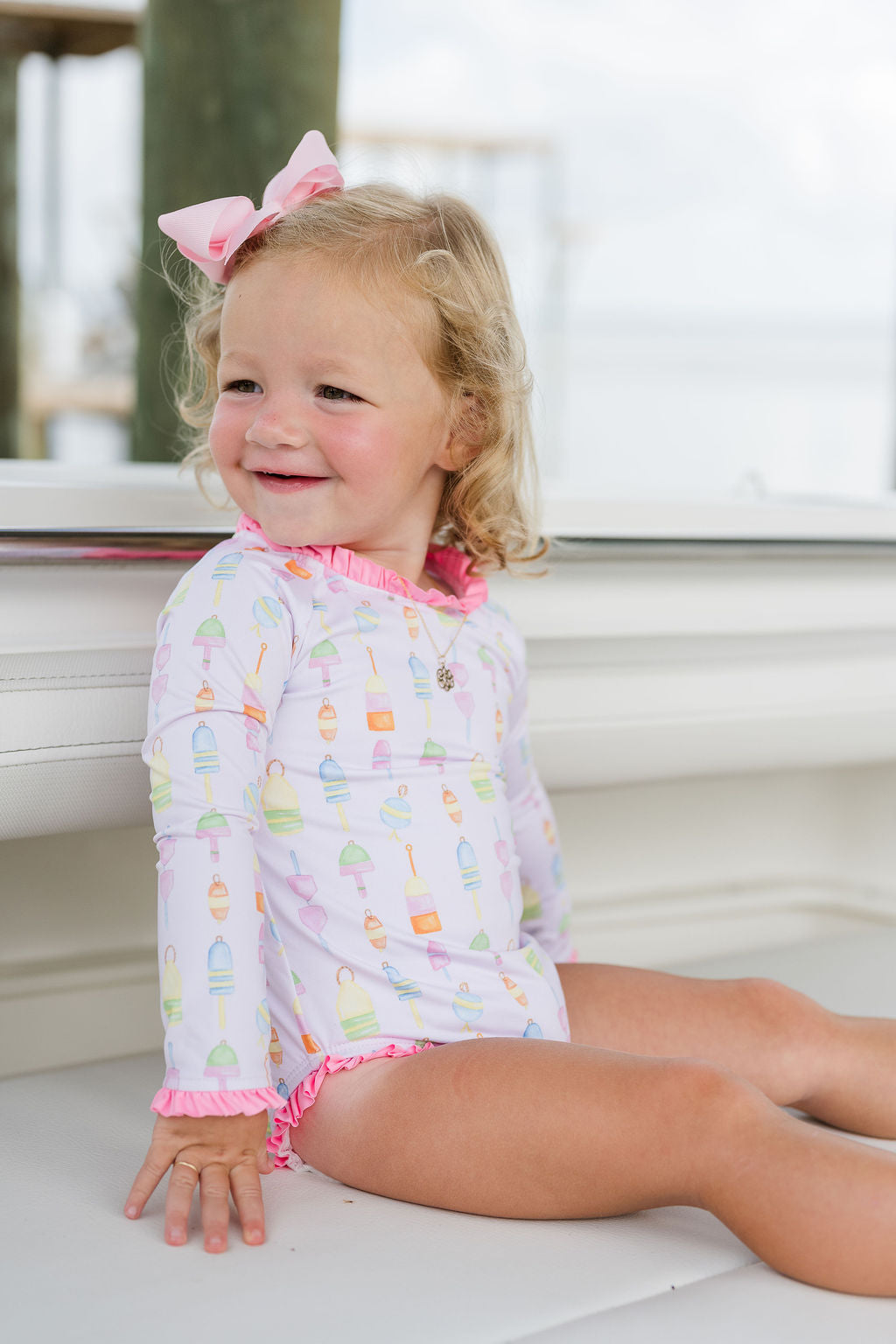 James & Lottie Leighton One Piece Rash Guard, Reel Fun