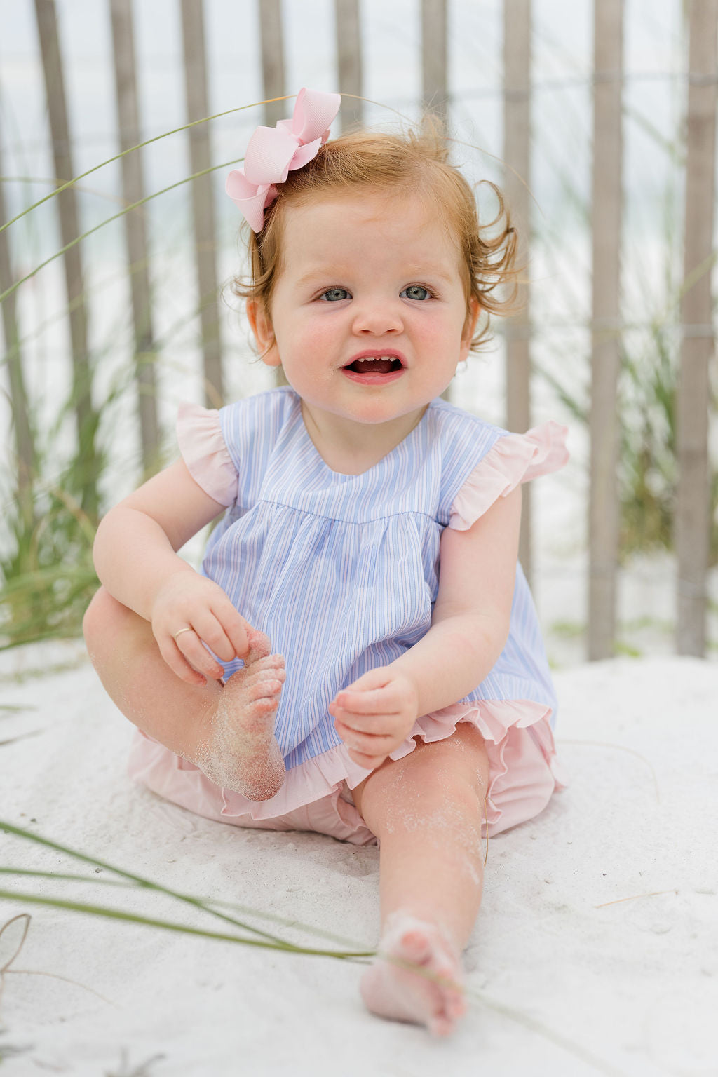 James & Lottie Natalie Bloomer Set, Pink & Blue Stripe