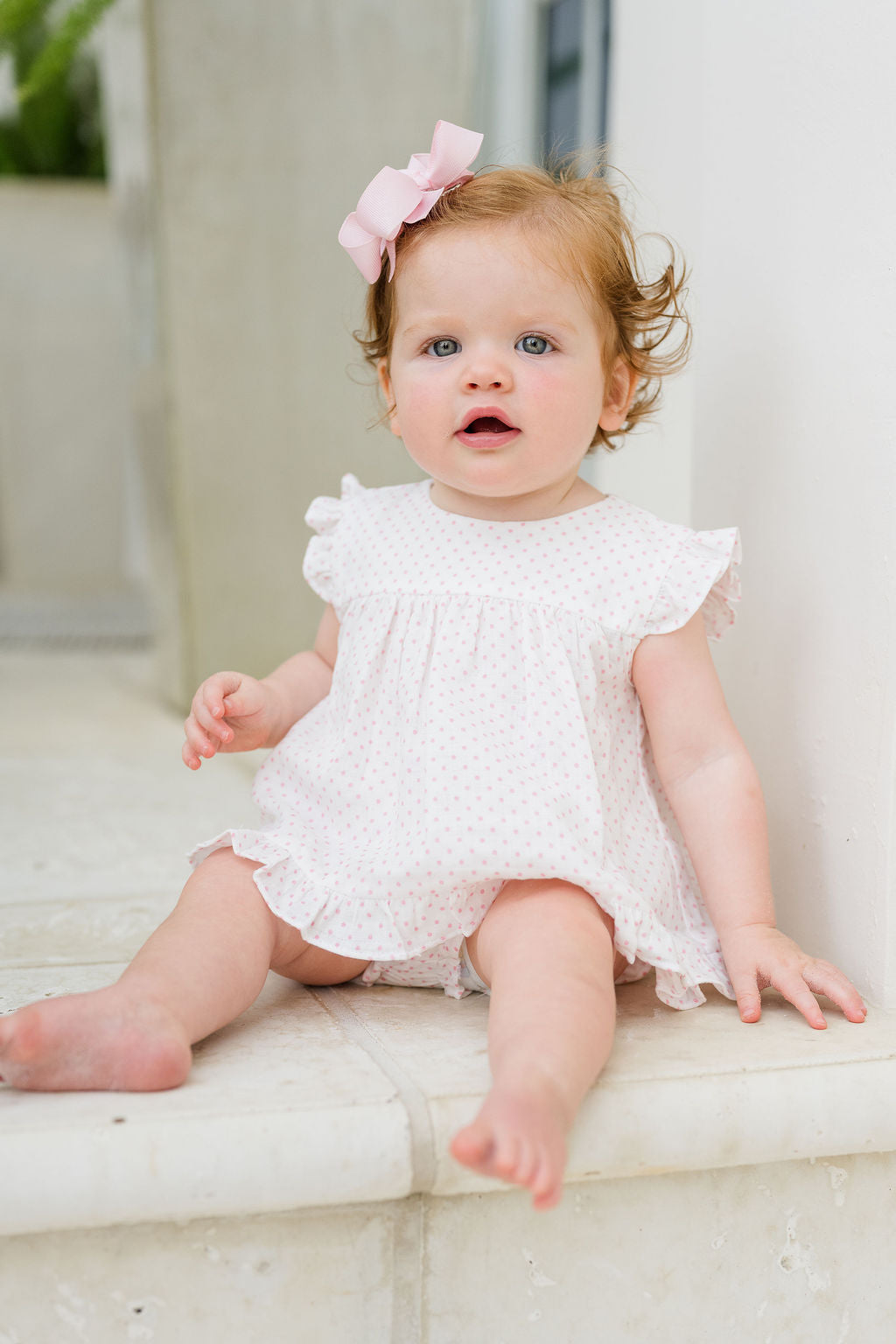 James & Lottie Natalie Bloomer Set, Gauze Pink Dot