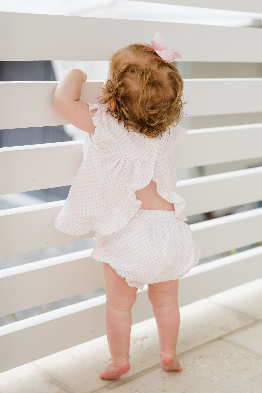 James & Lottie Natalie Bloomer Set, Gauze Pink Dot