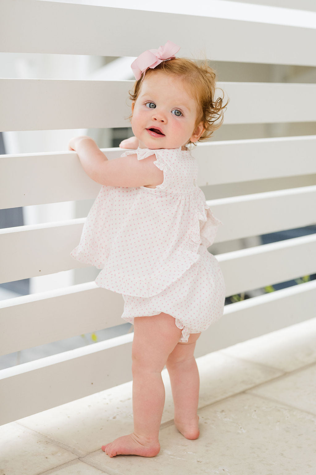 James & Lottie Natalie Bloomer Set, Gauze Pink Dot