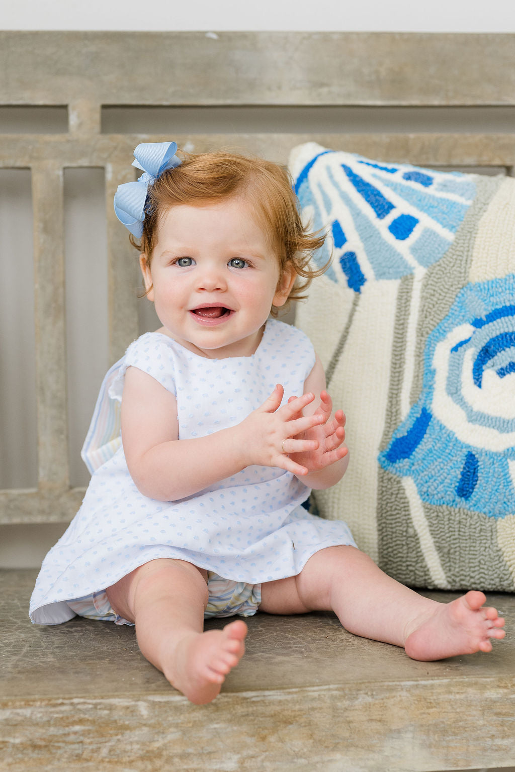 James & Lottie Lottie Bloomer Set, Swiss Dot Blue | shopnurseryrhymes