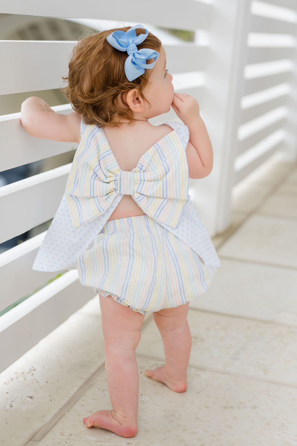 James & Lottie Lottie Bloomer Set, Swiss Dot Blue