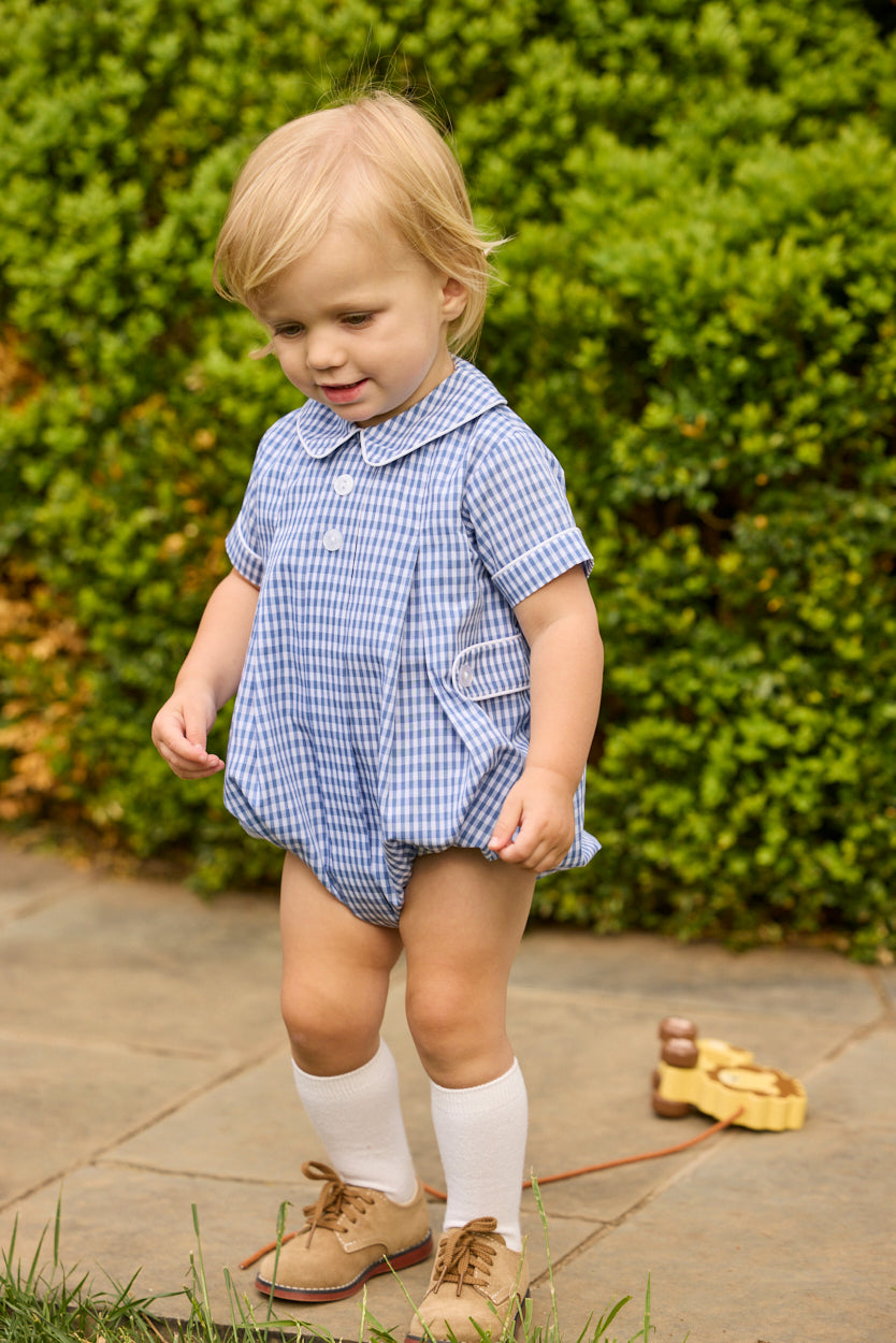 Little English Davant Bubble, Gray Blue Gingham