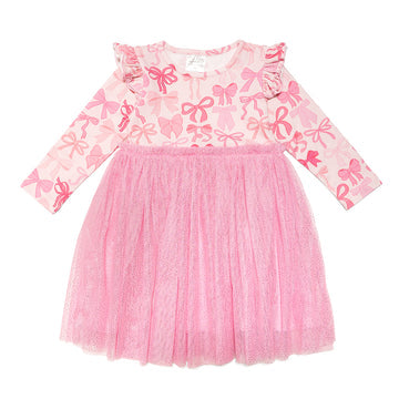 Sweet Wink Coquette Bow Long Sleeve Tutu Dress