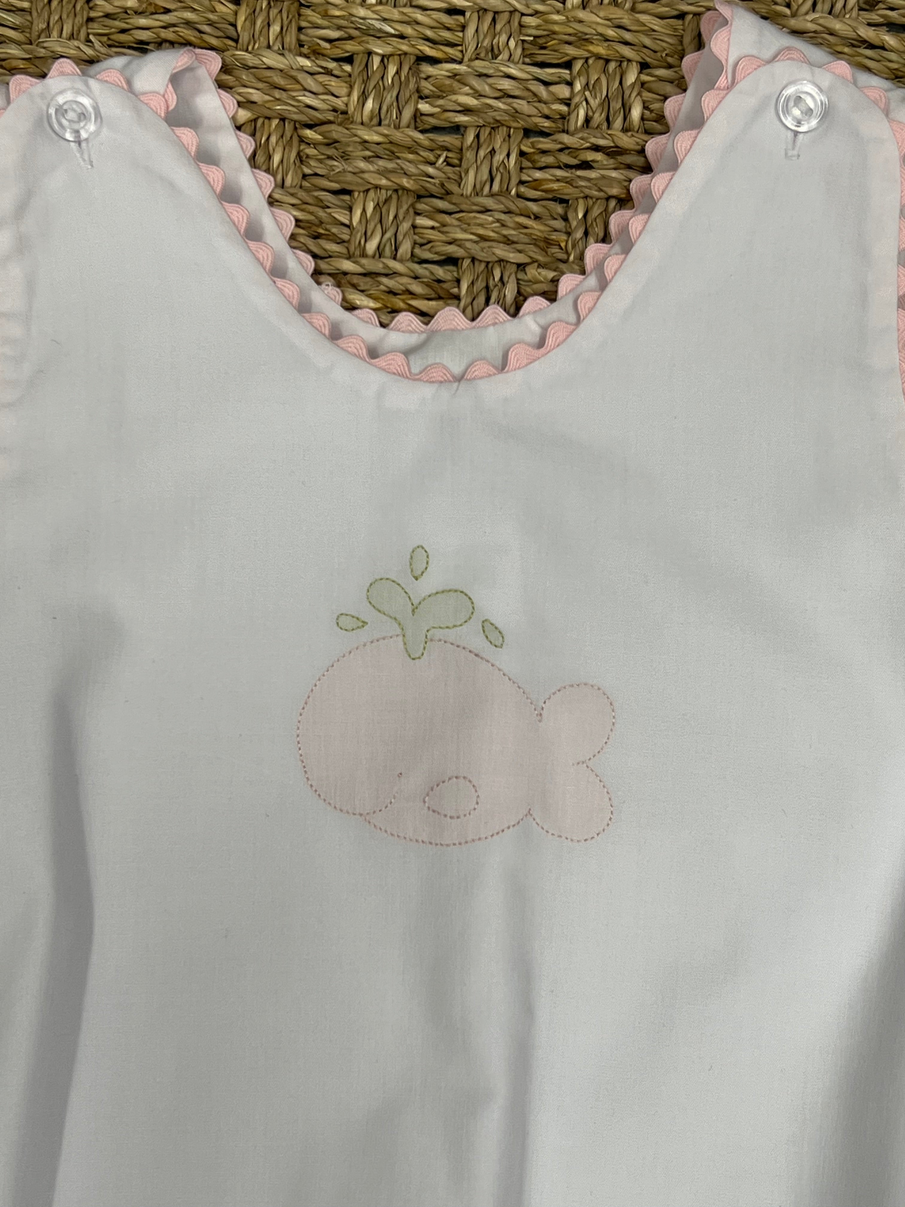 Auraluz Sleeveless Bubble with Pink Whale Embroidery & Ric Rac