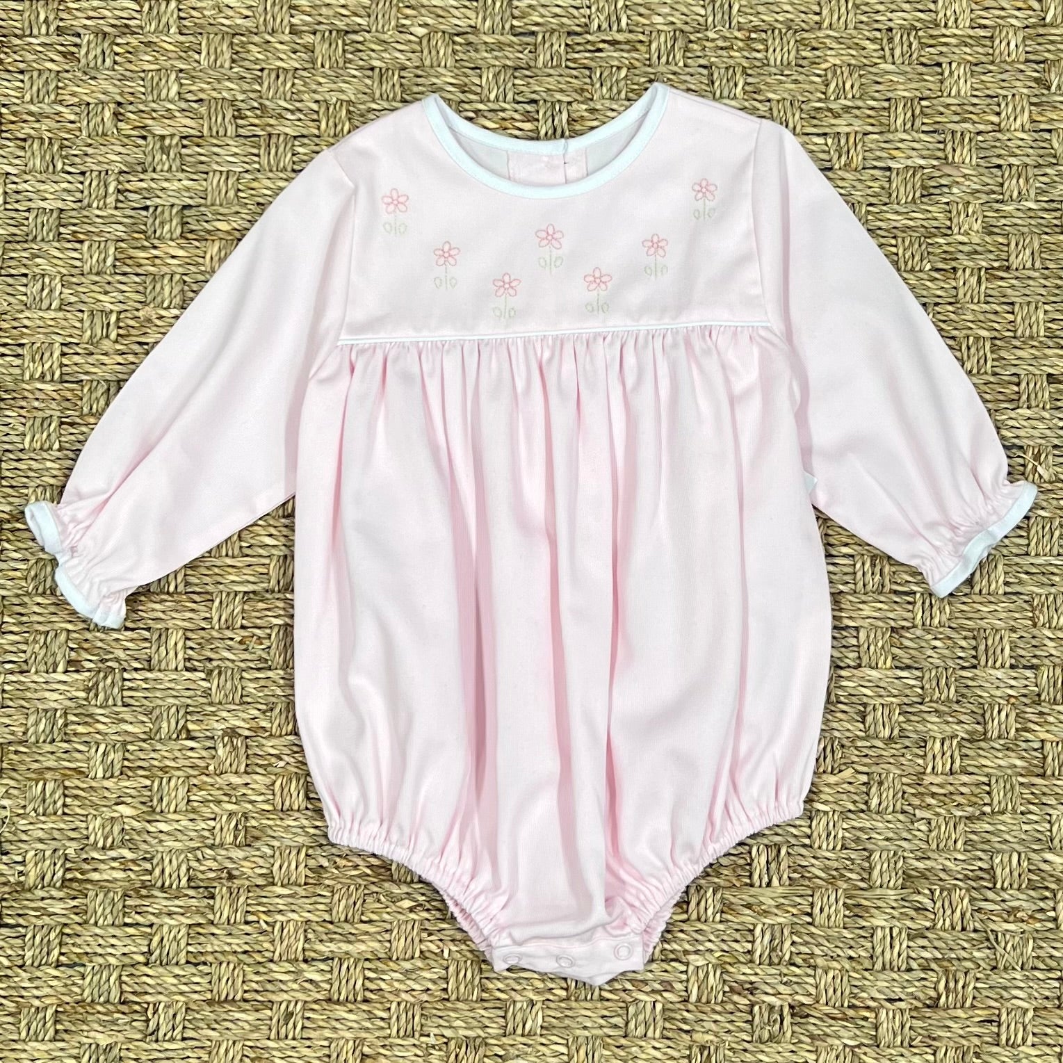 Auraluz Pink Pique Bubble with Flower Embroidery