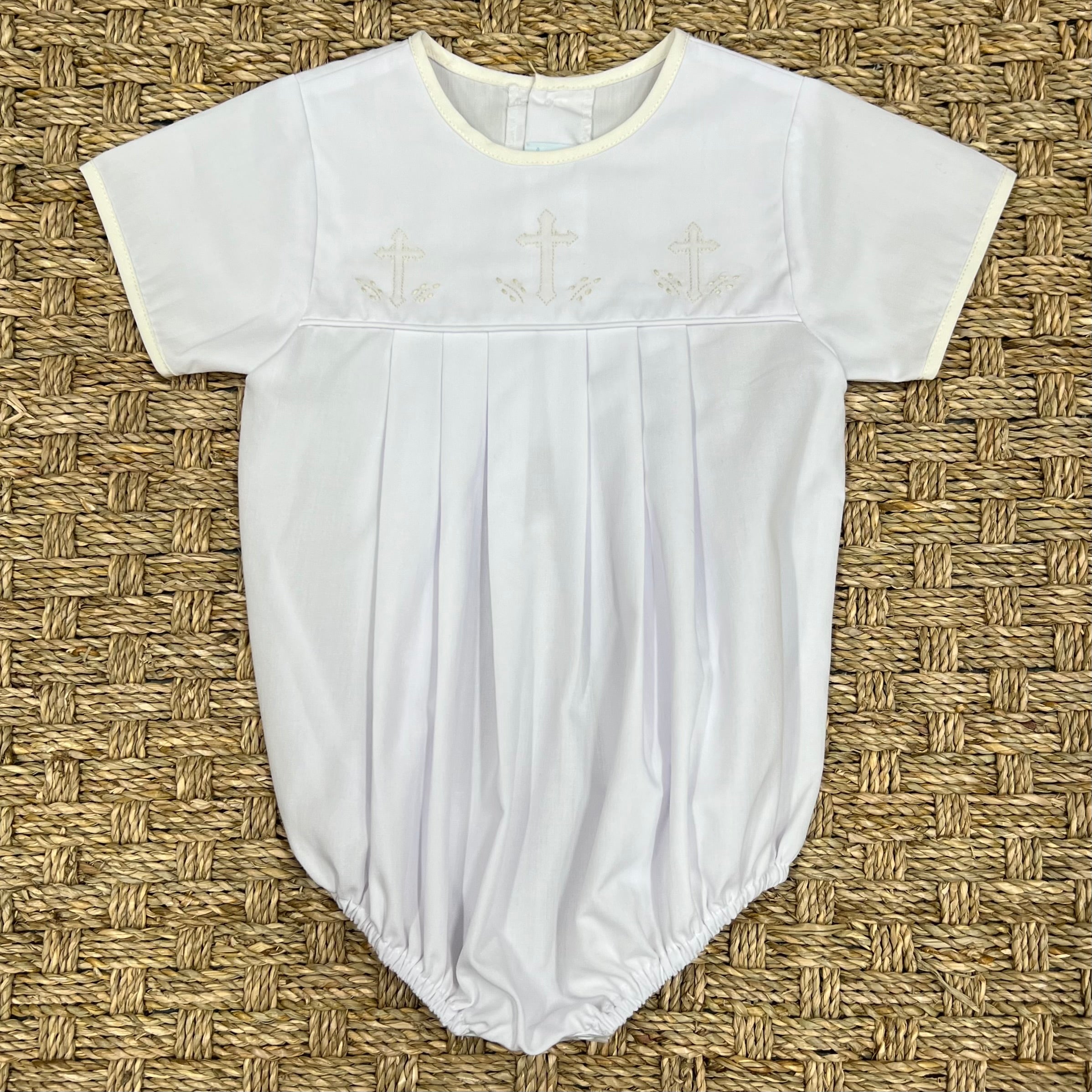 Auraluz White Bubble with Ecru Cross Embroidery
