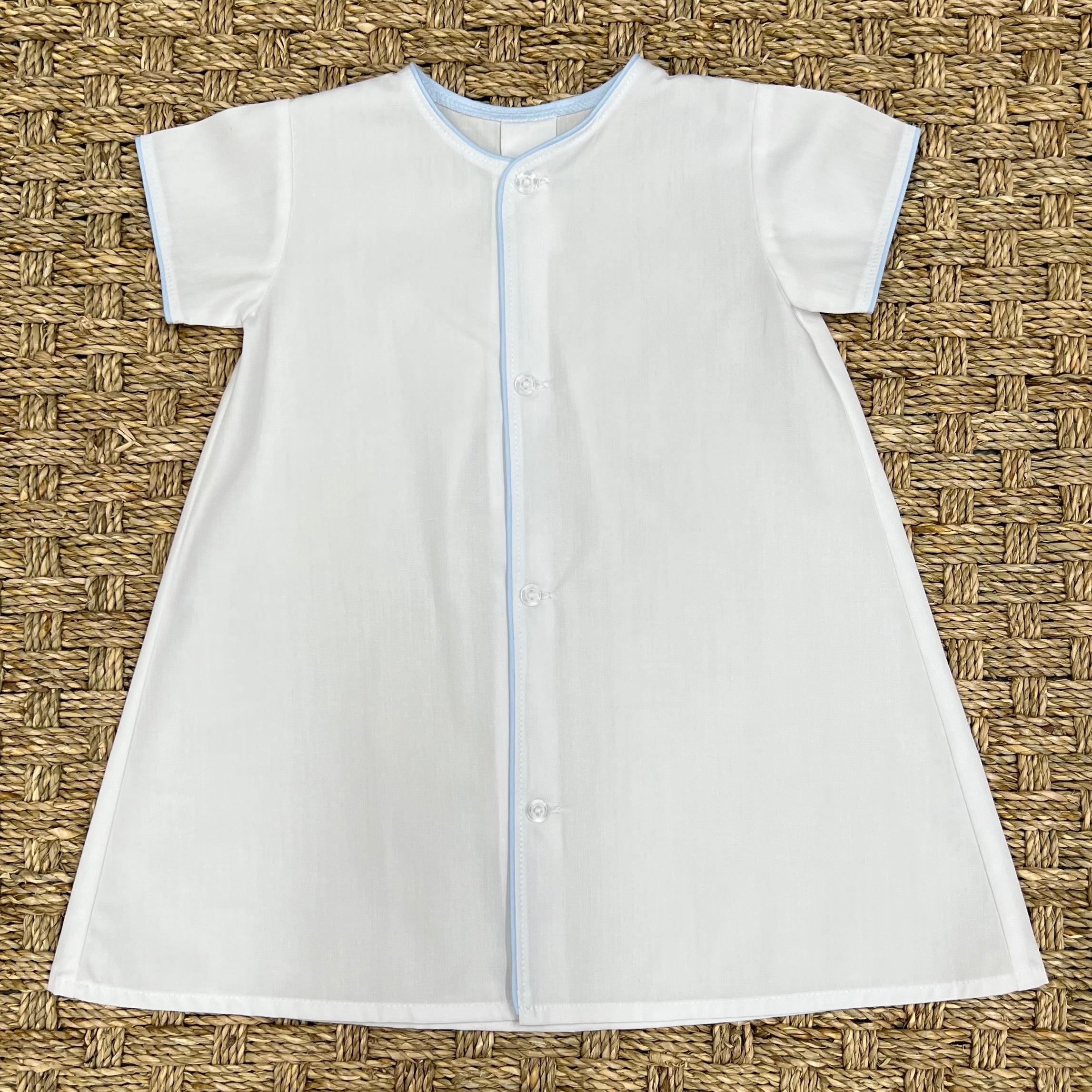Auraluz White Day Gown with Blue Trim