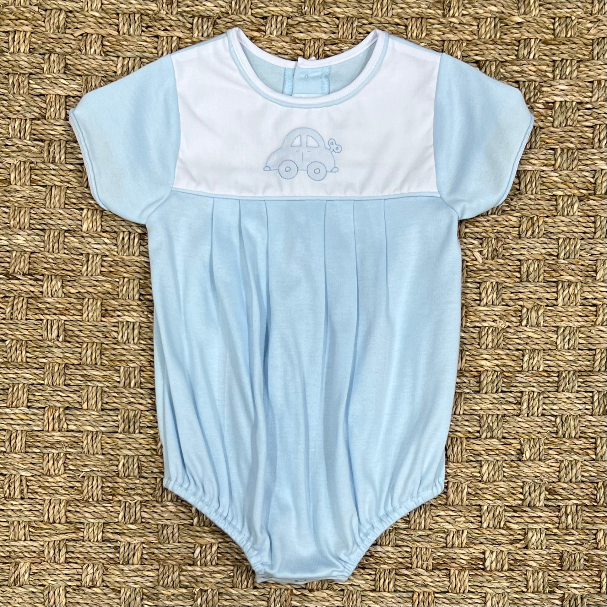 Auraluz Blue Knit Bubble with Wind Up Car Embroidery