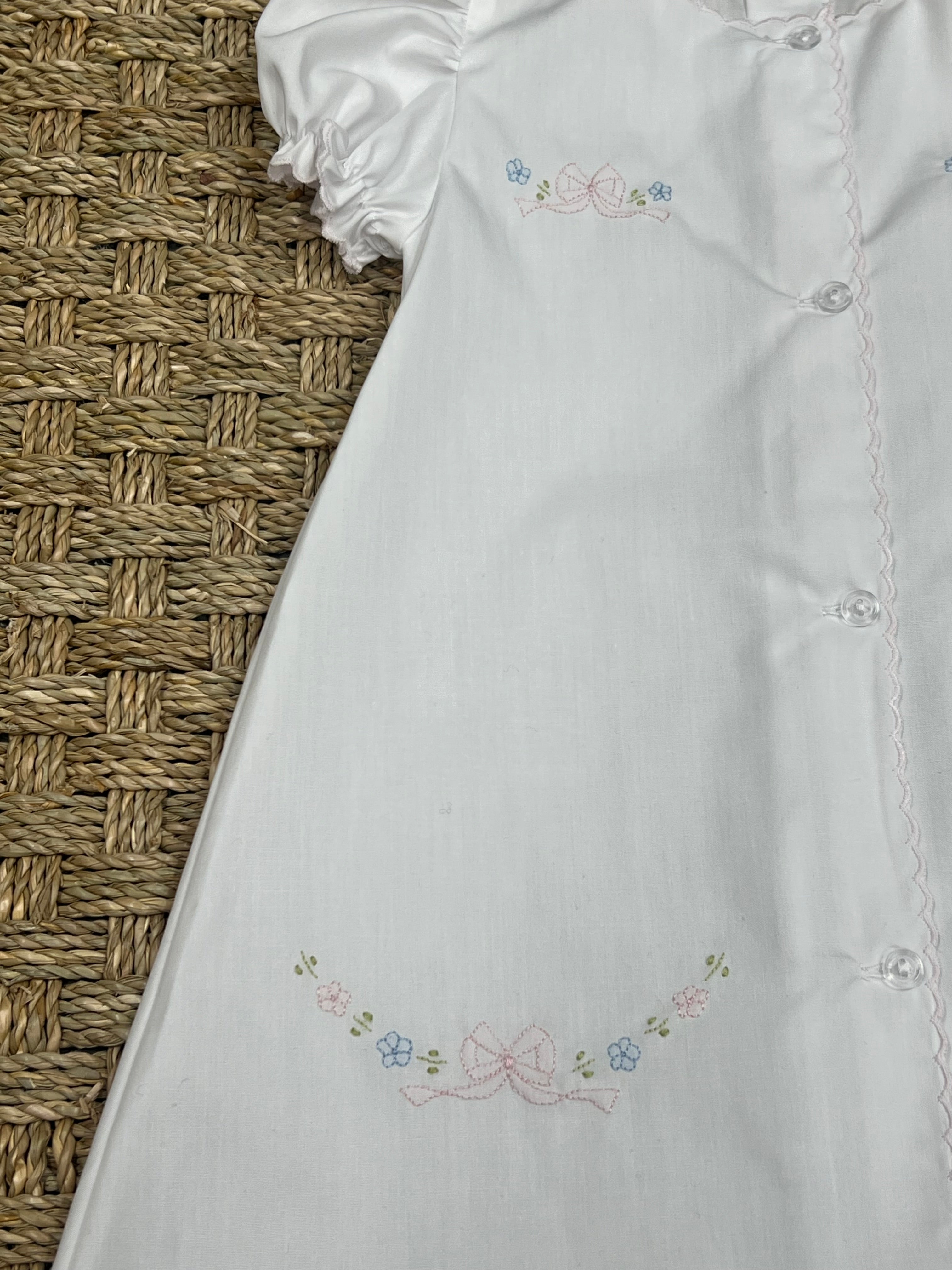 Auraluz White Daygown with Tiny Bows Embroidery