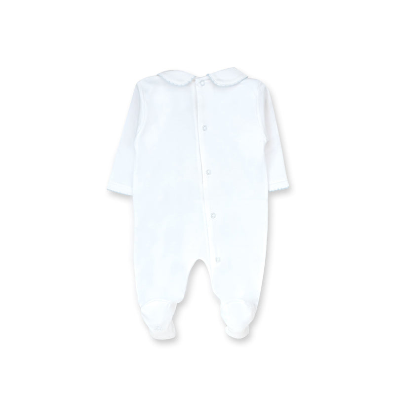 Tecomoabesos Diamond Pima Footie, White with Light Blue