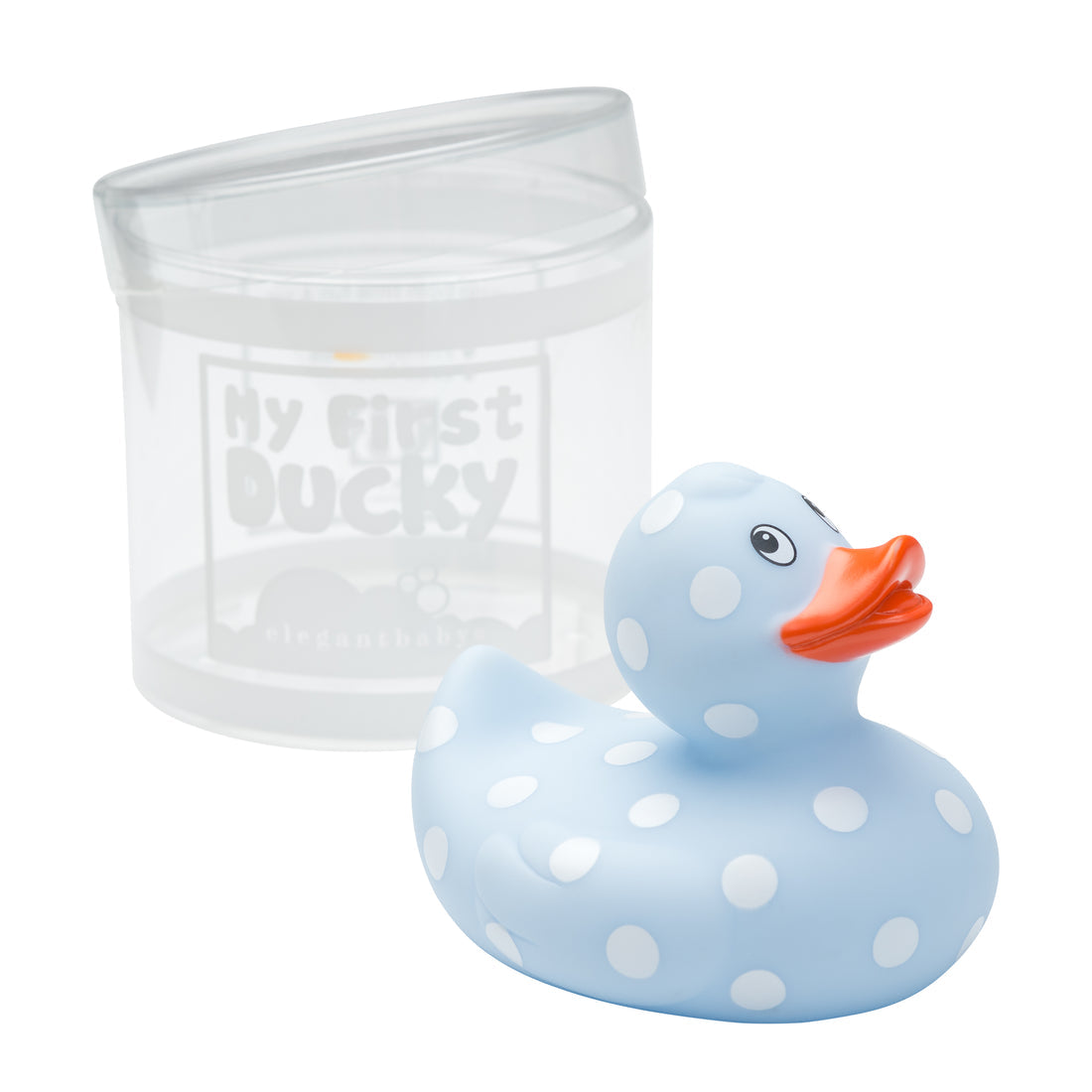 Elegant Baby Blue Polka Dot Rubber Duckie