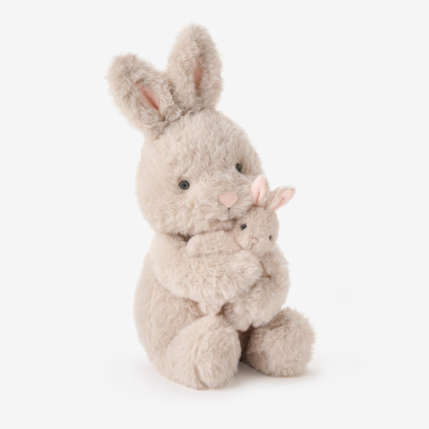Elegant Baby Mama & Baby Bunny Plush Toy
