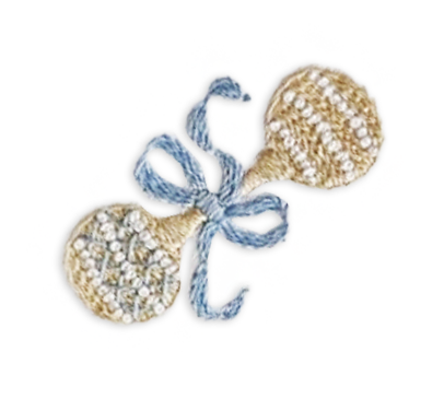 Milly Marie Blue Heirloom Rattle Pima Baby Blanket