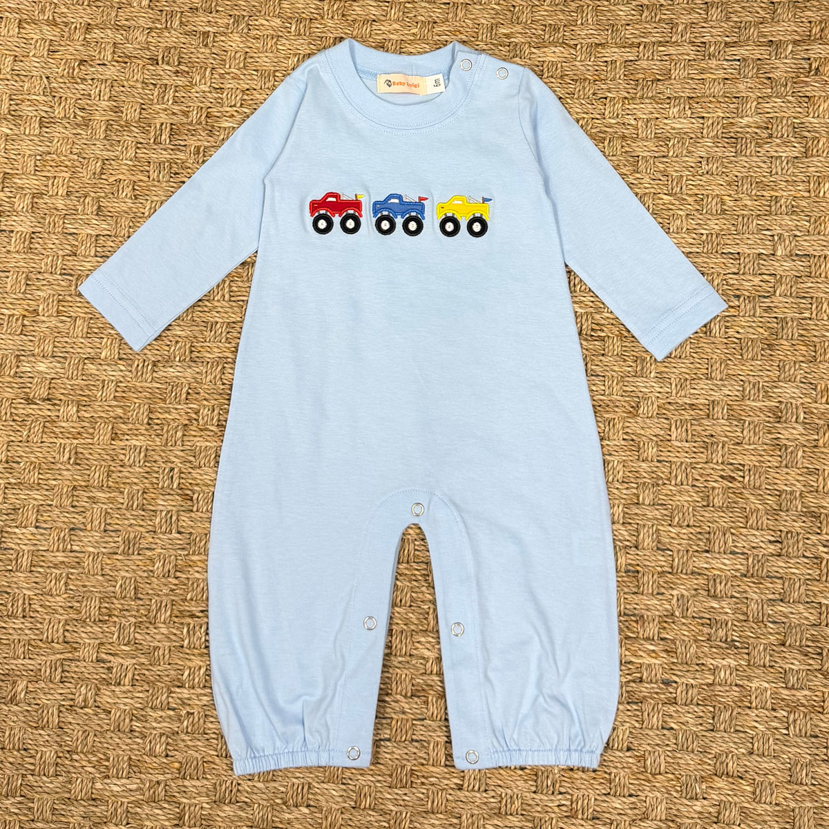 Luigi Romper, Trucks on Light Sky Blue