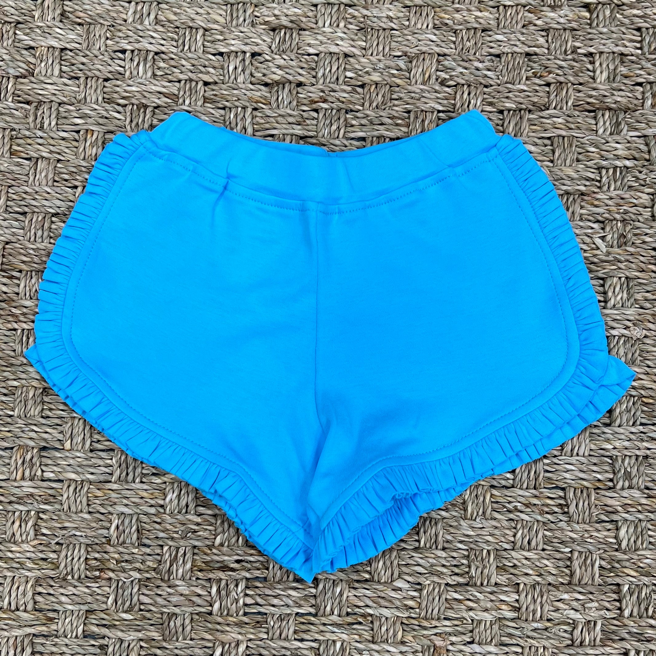 Squiggles Turquoise Short with Ruffle