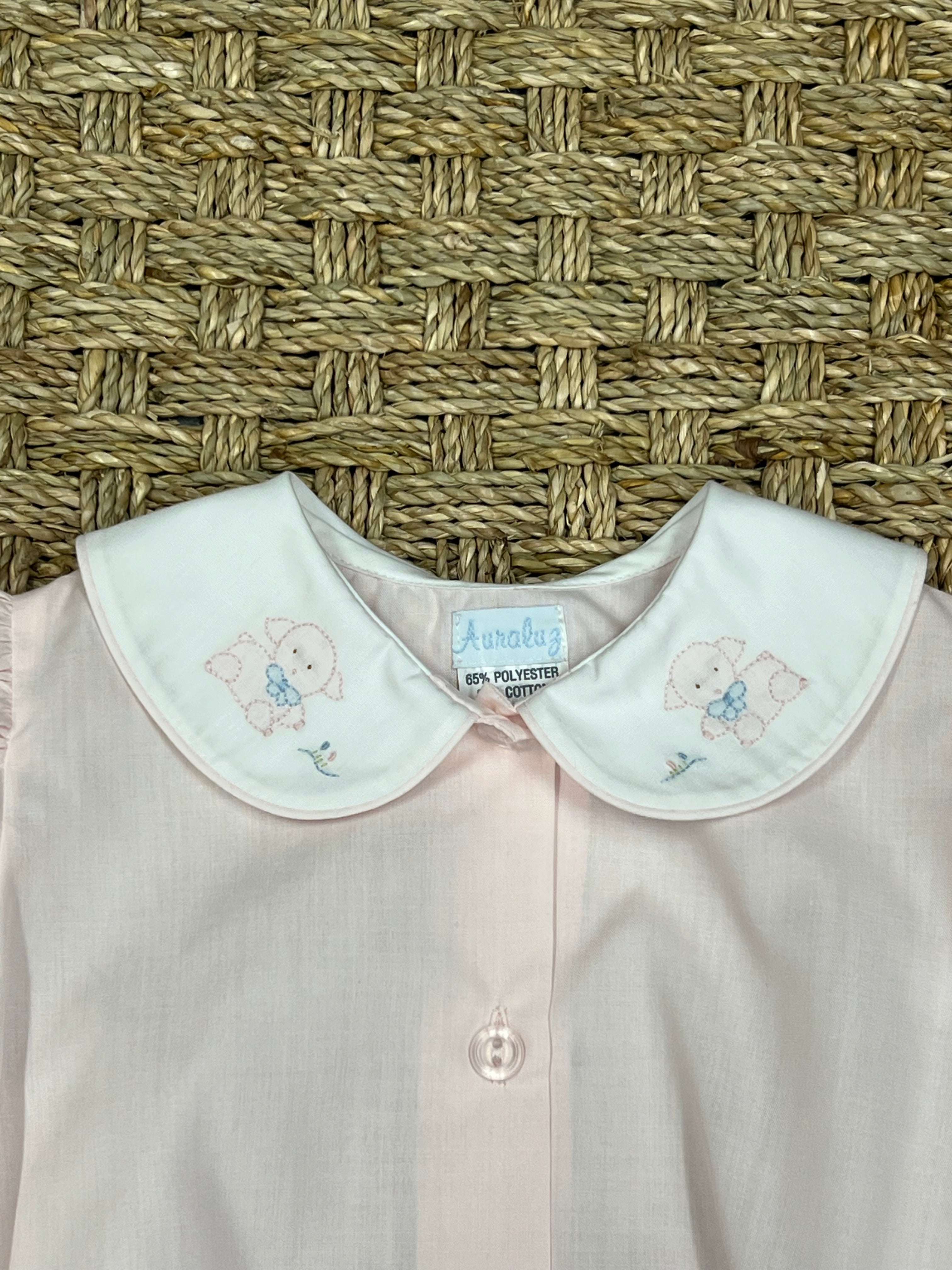 Auraluz Pink Bubble with Tiny Lamb Embroidery on Collar