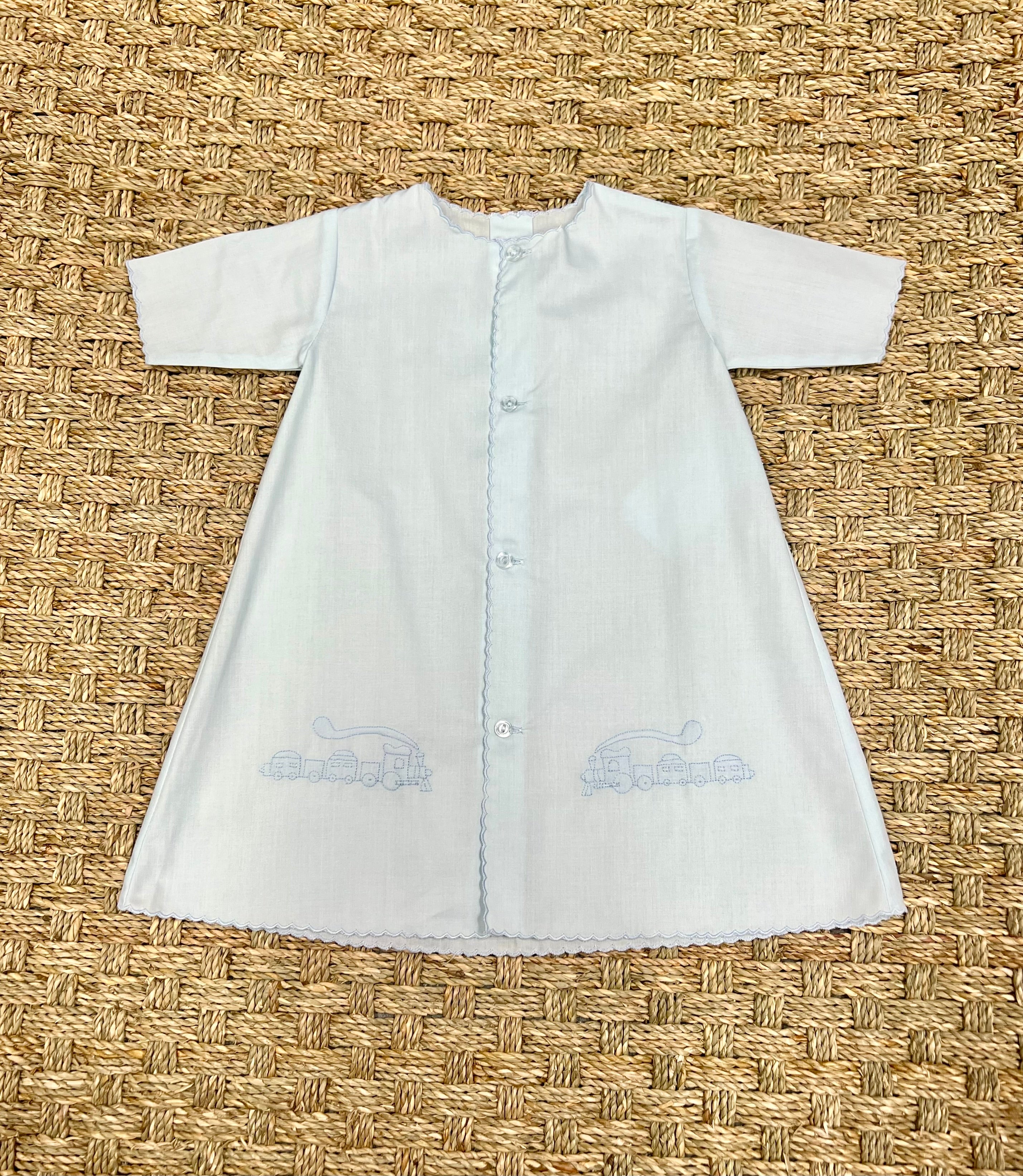 Auraluz Blue Daygown with Train Embroidery