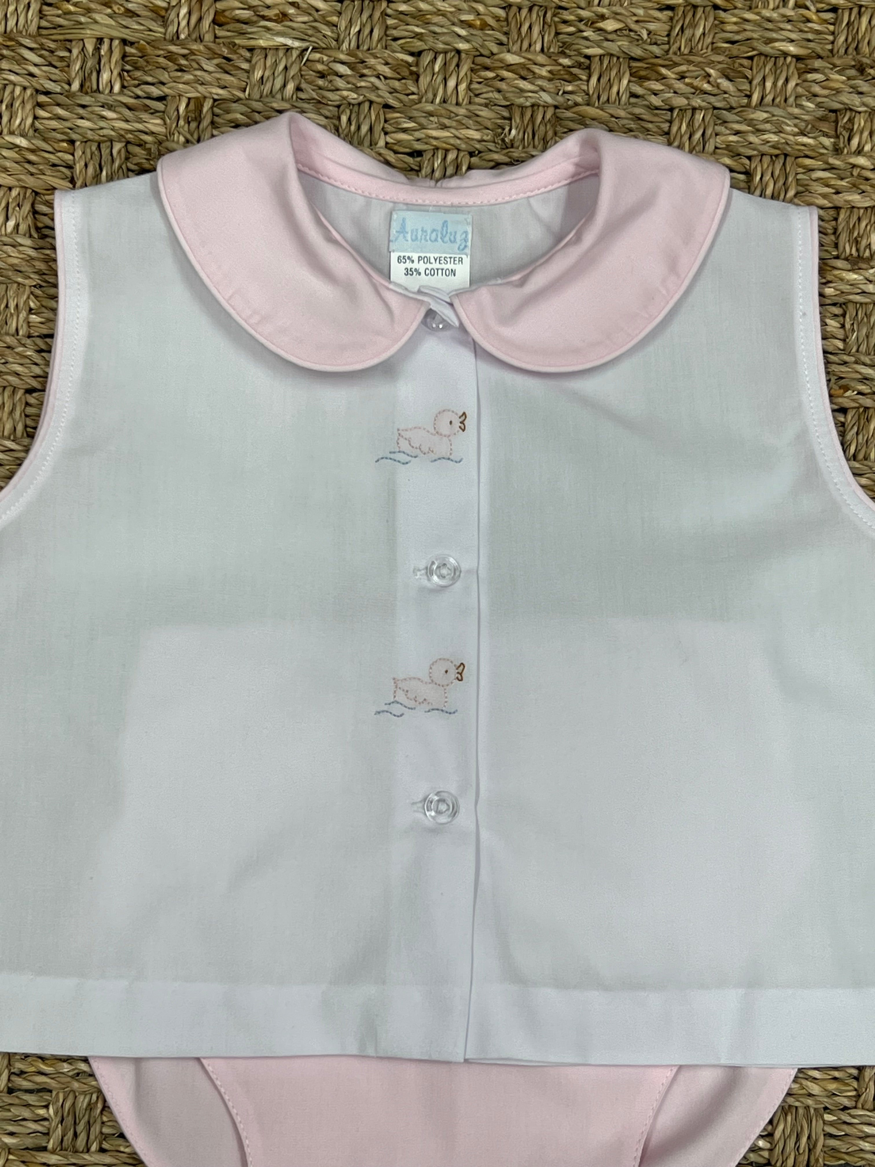Auraluz Pink Diaper Set with Duck Embroidery