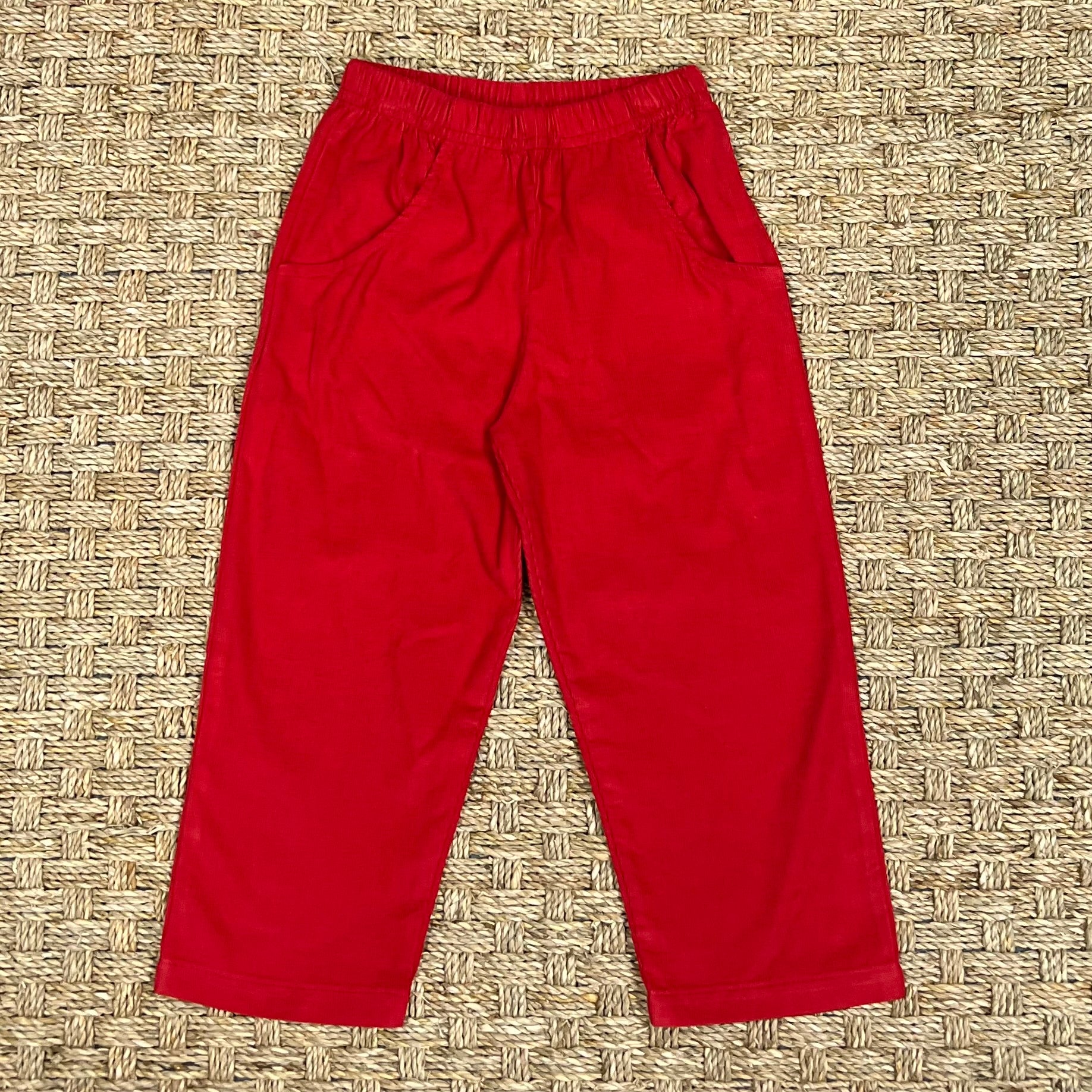 Luigi Corduroy Pants with Pockets, Deep Red