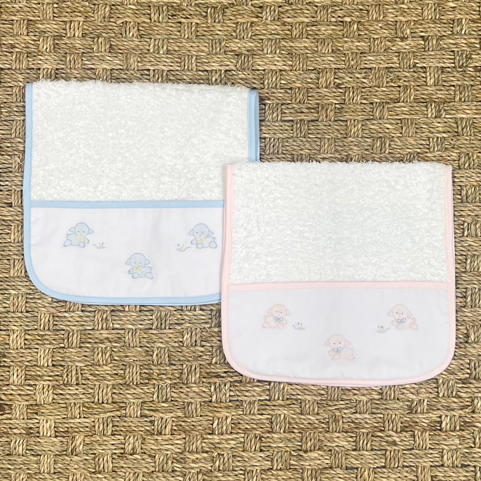 Auraluz Tiny Lambs Terry Cloth Burp Cloth