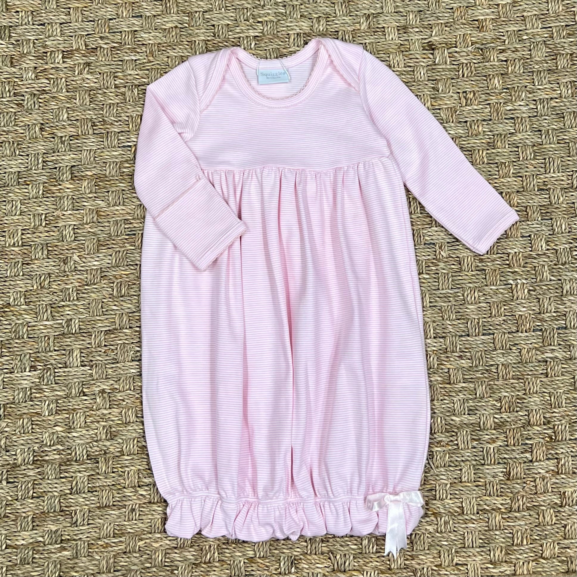 Squiggles Pink Mini Stripe Lap Shoulder Gown
