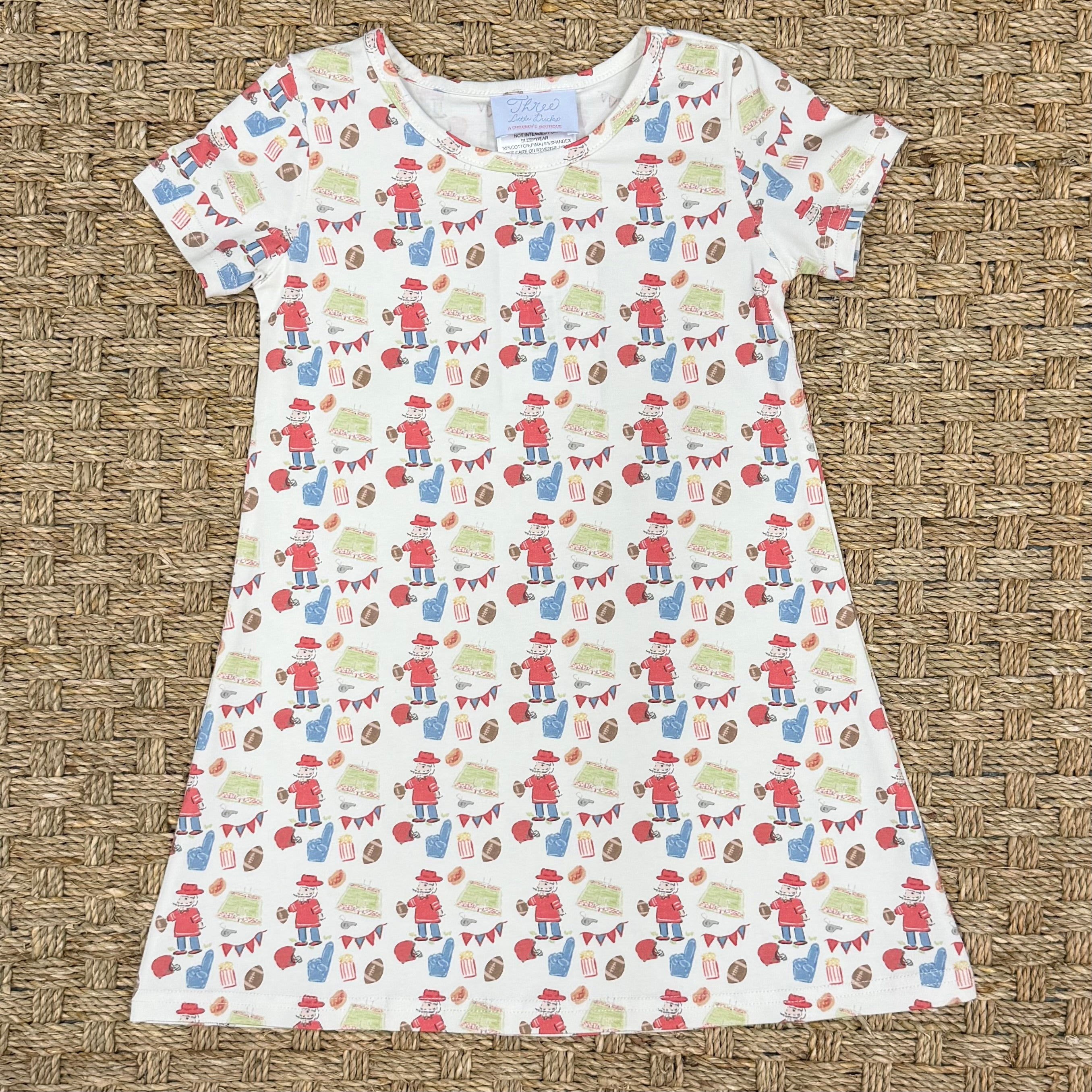 Three Little Ducks Charlotte Play Dress, Game Day Red & Blue