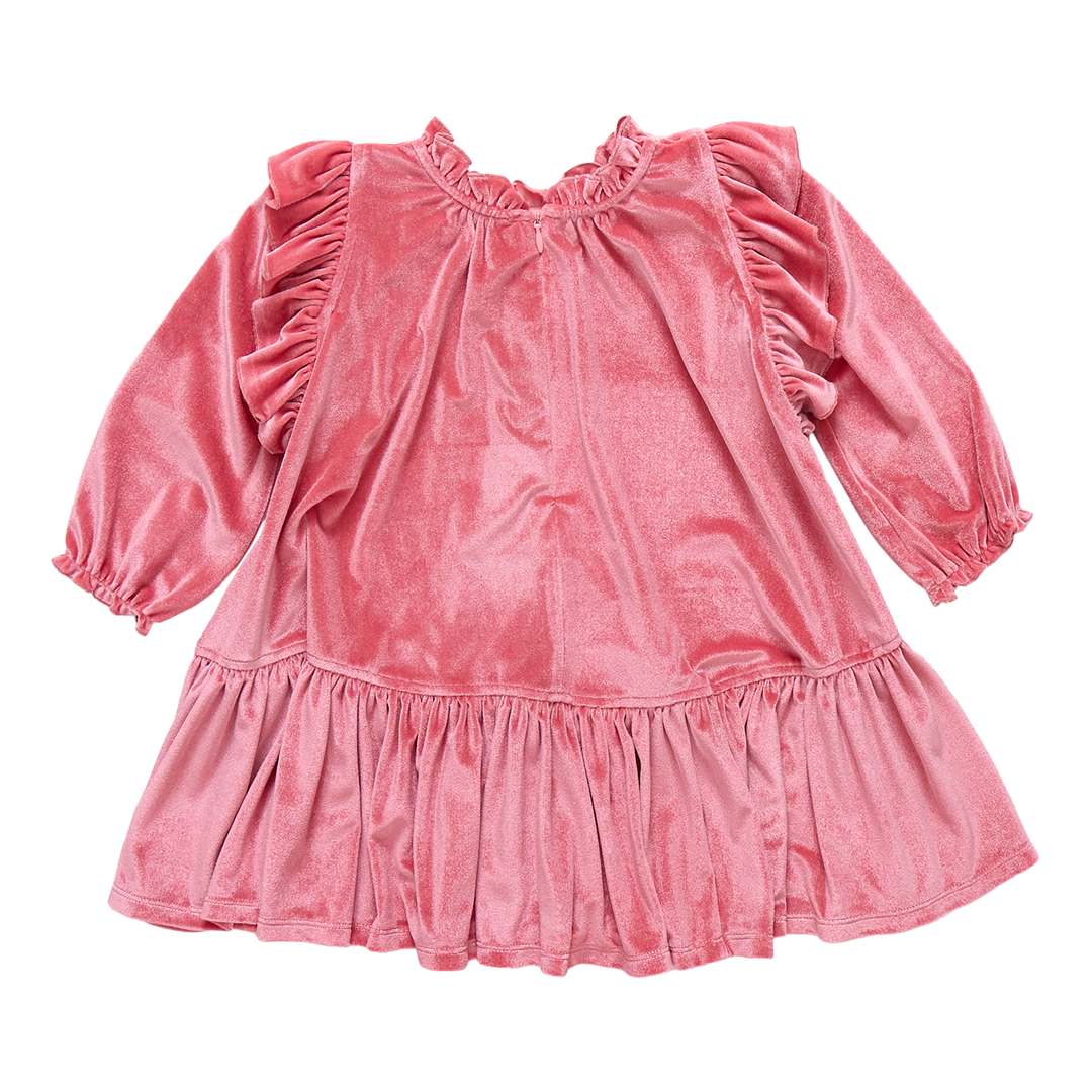 Pink Chicken Velour Harper Dress, Desert Rose