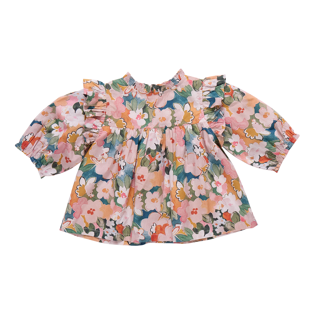 Pink Chicken Kalani Button Up Top, Watercolor Floral