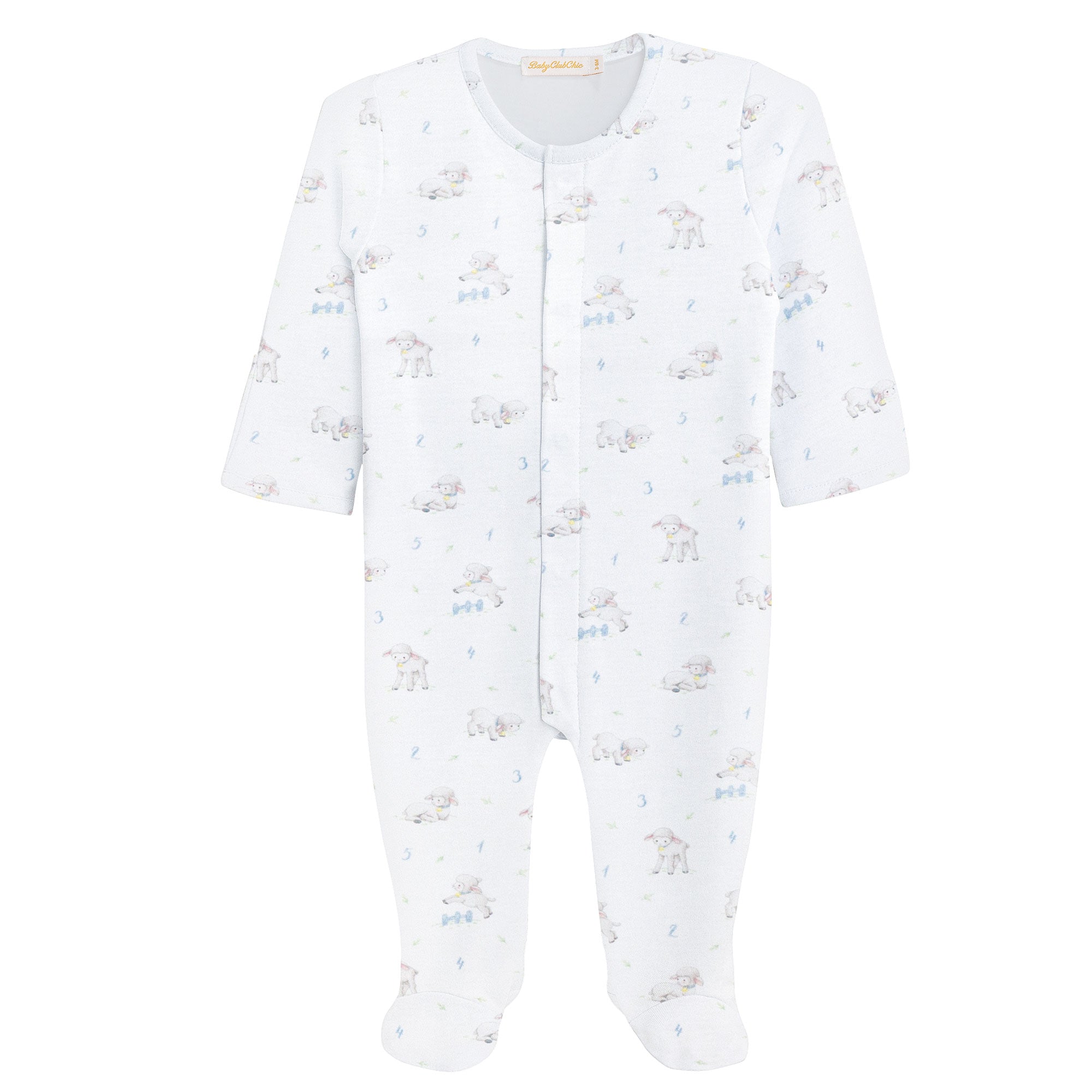 Baby Club Chic Tiny Baby Sheep Boy Printed Footie